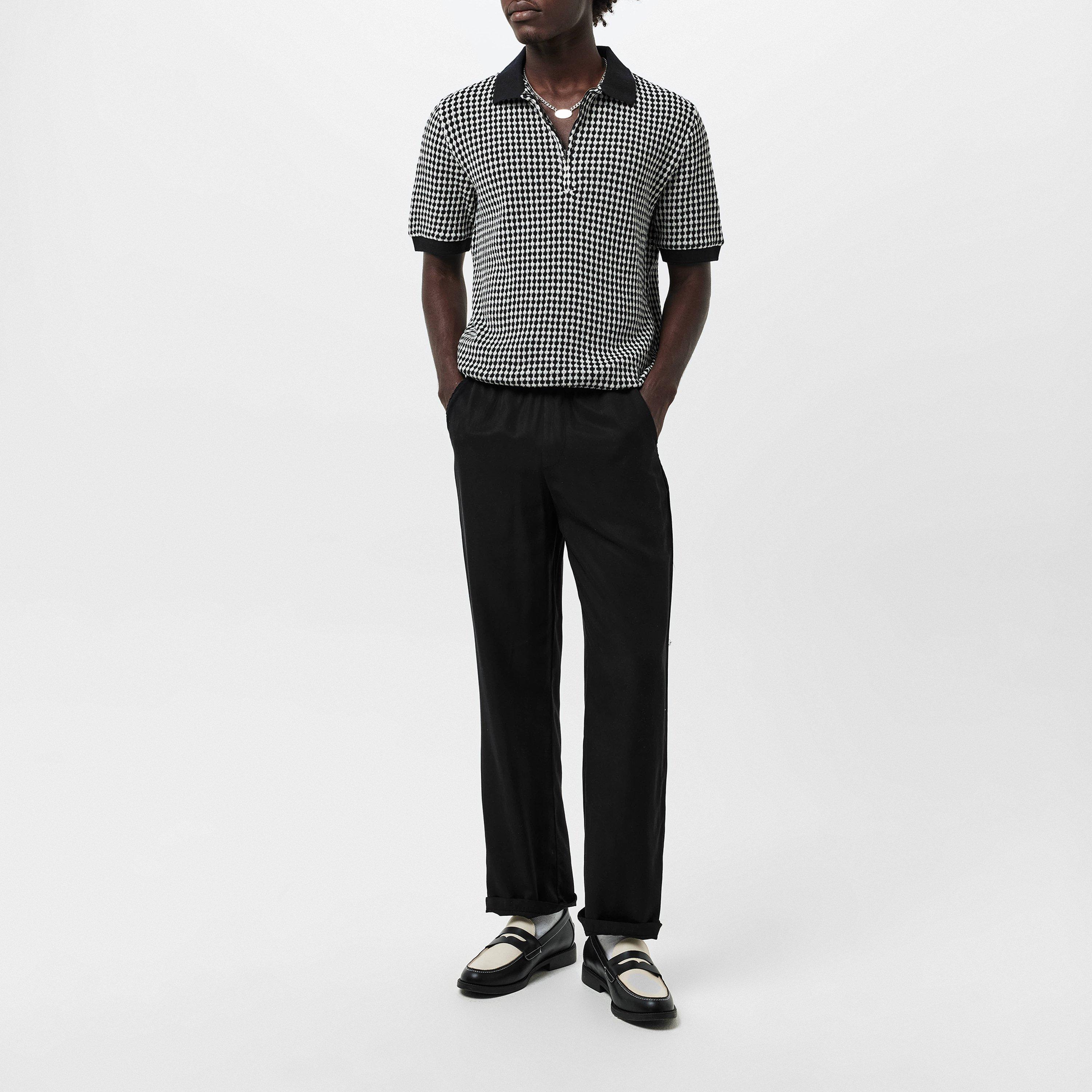 Black 001 - Albam - Herringbone Drawstring Trousers - 6