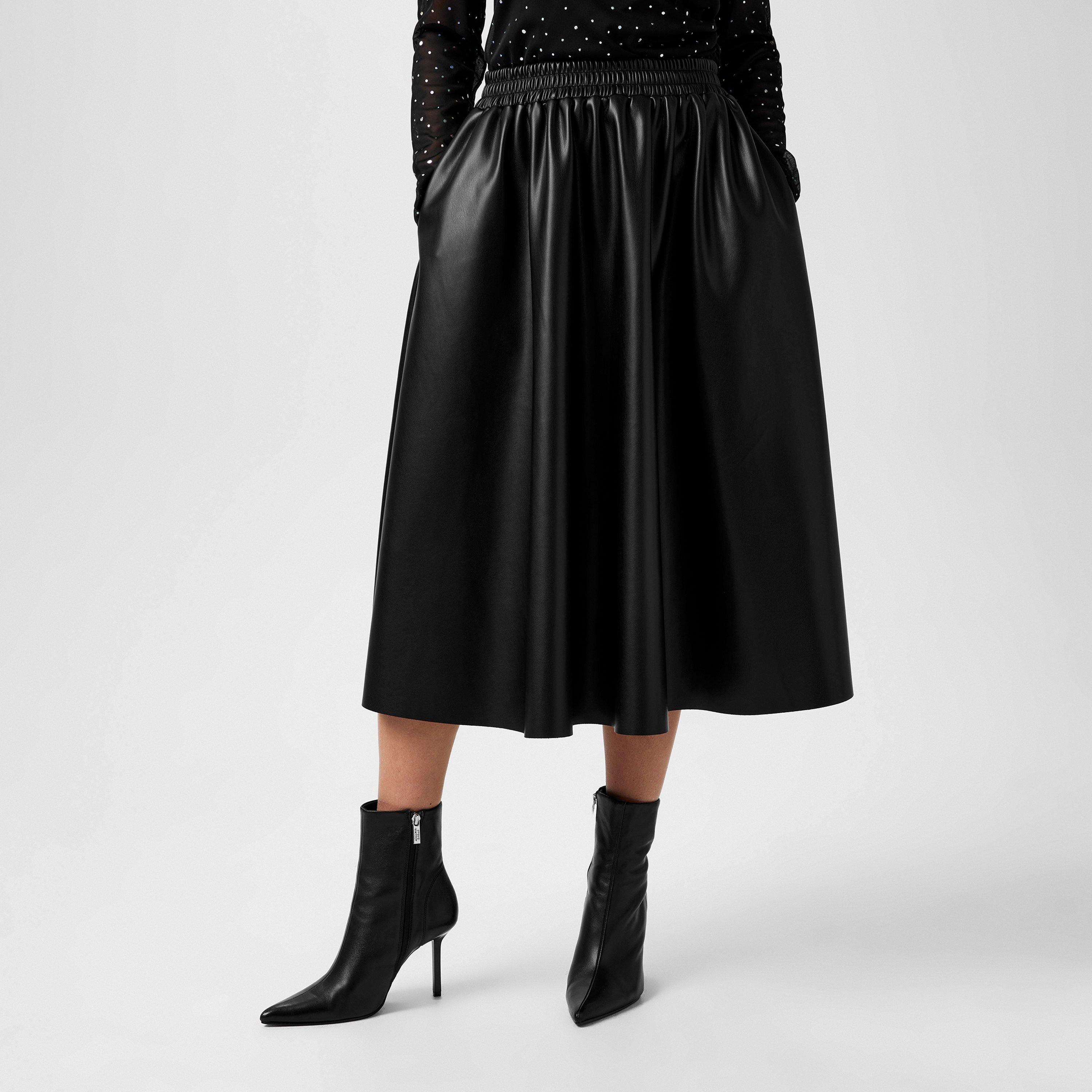 Crna - Biba - PU Full Skirt - 1