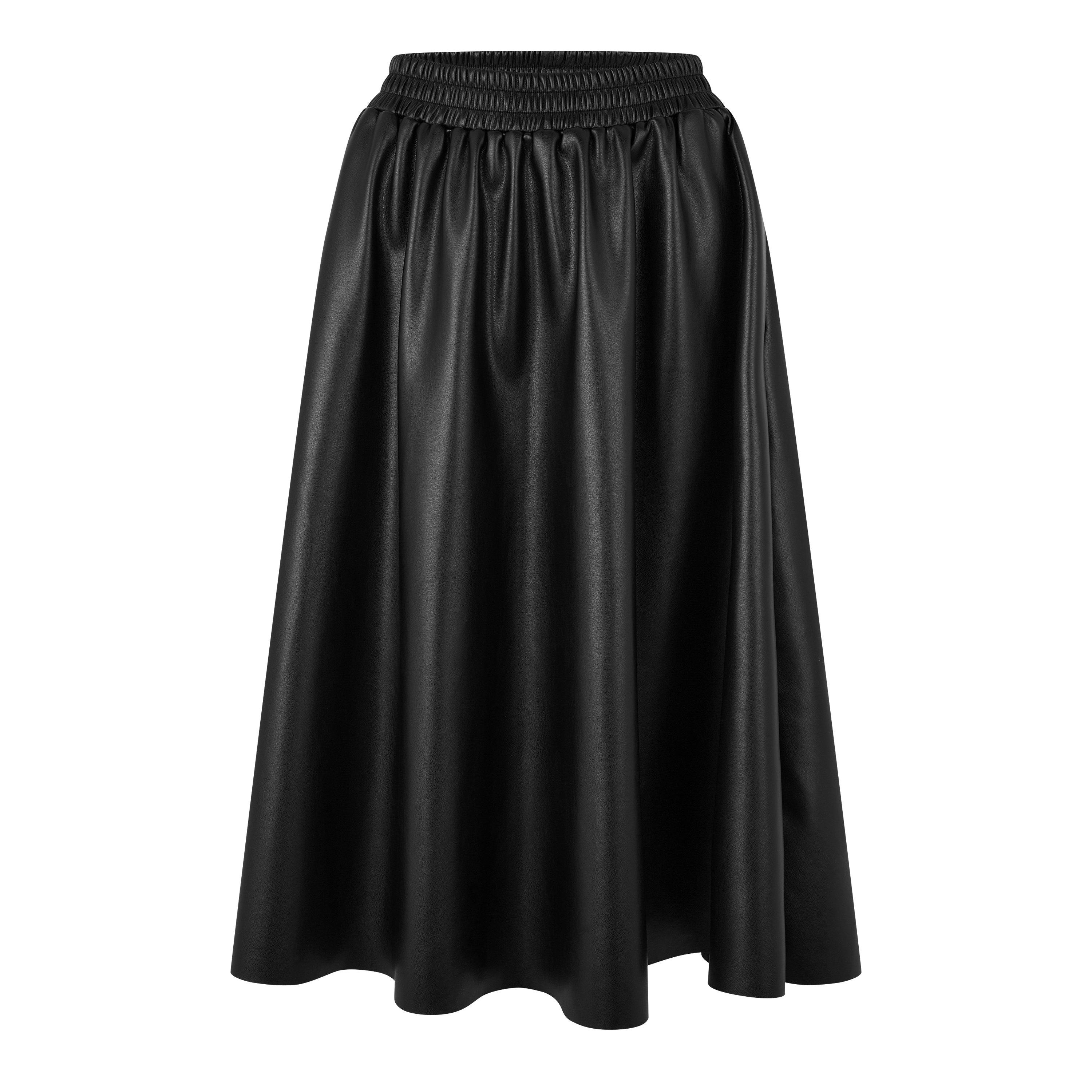 Schwarz - Biba - Biba PU Full Skirt - 5