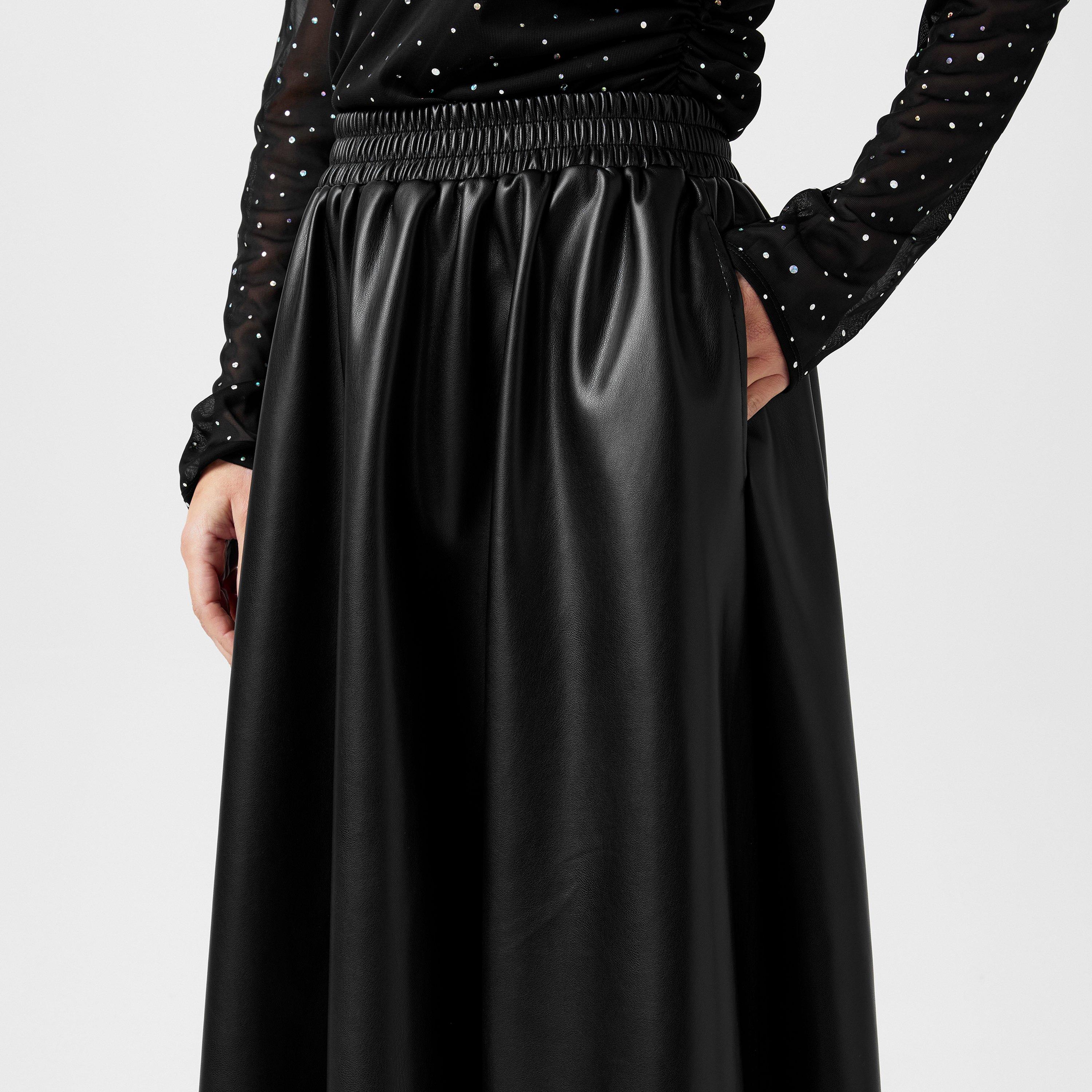 Schwarz - Biba - Biba PU Full Skirt - 3