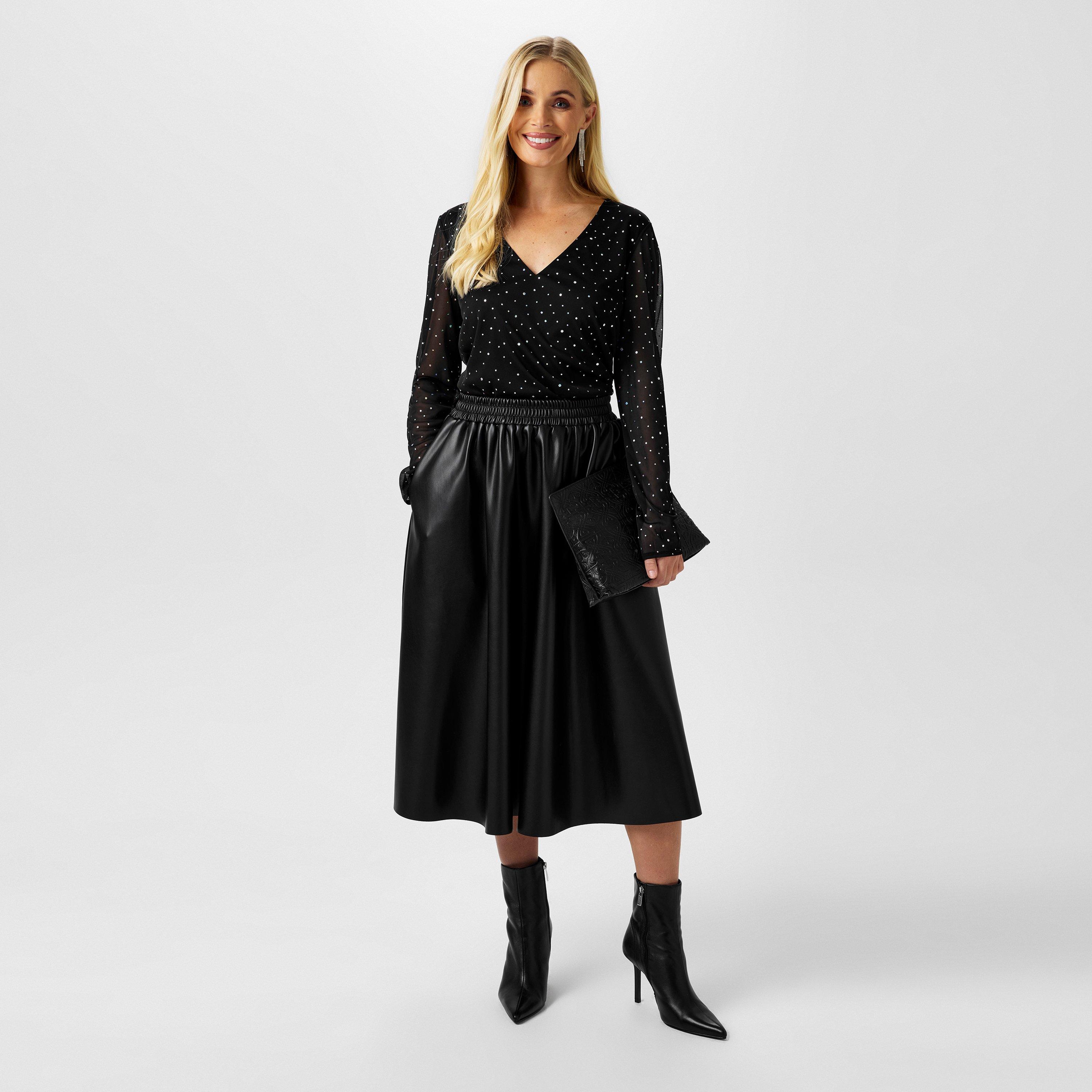 Schwarz - Biba - Biba PU Full Skirt - 4