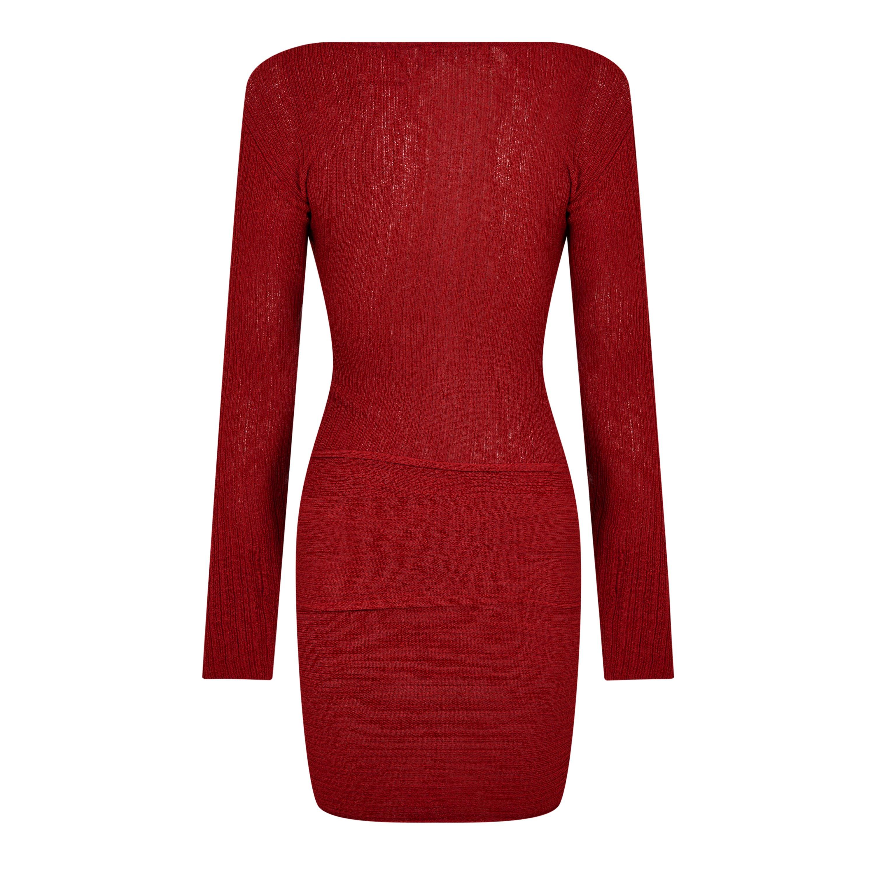 Red - Aya Muse - Loca Ribbed Mini Dress - 6