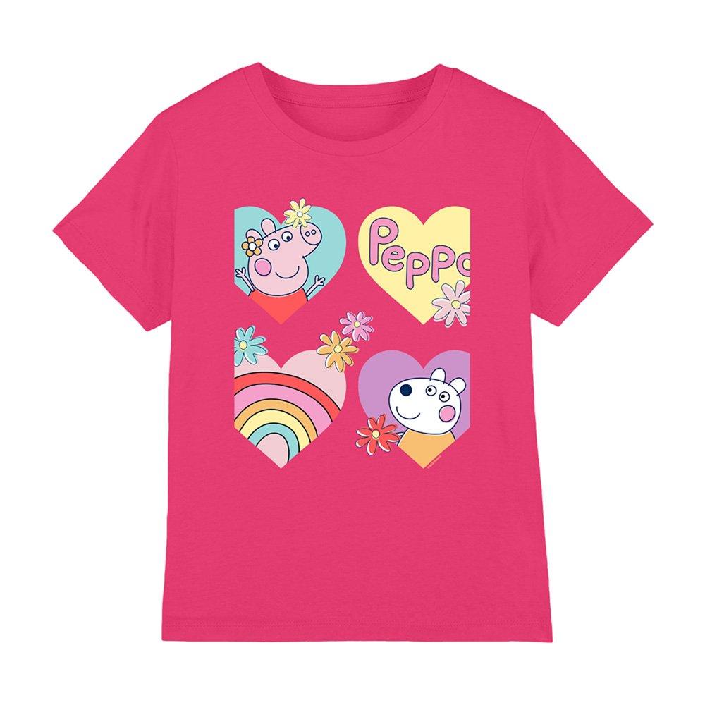 Pink - Hasbro - Peppa Pig Suzy Sheep Hearts And Flowers Kids T-Shi - 1