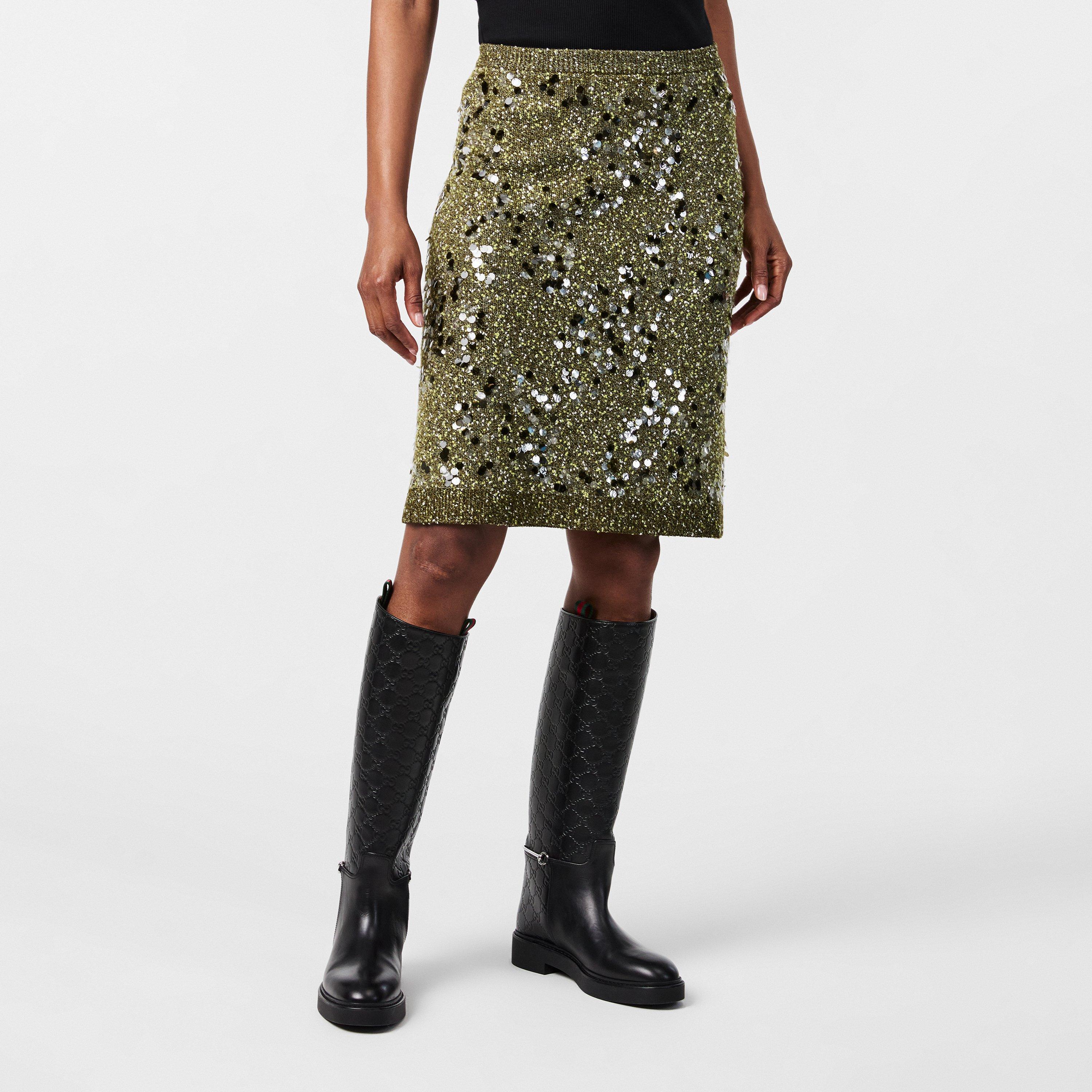 Military Green - Gucci - Sequin Knit Skirt - 3