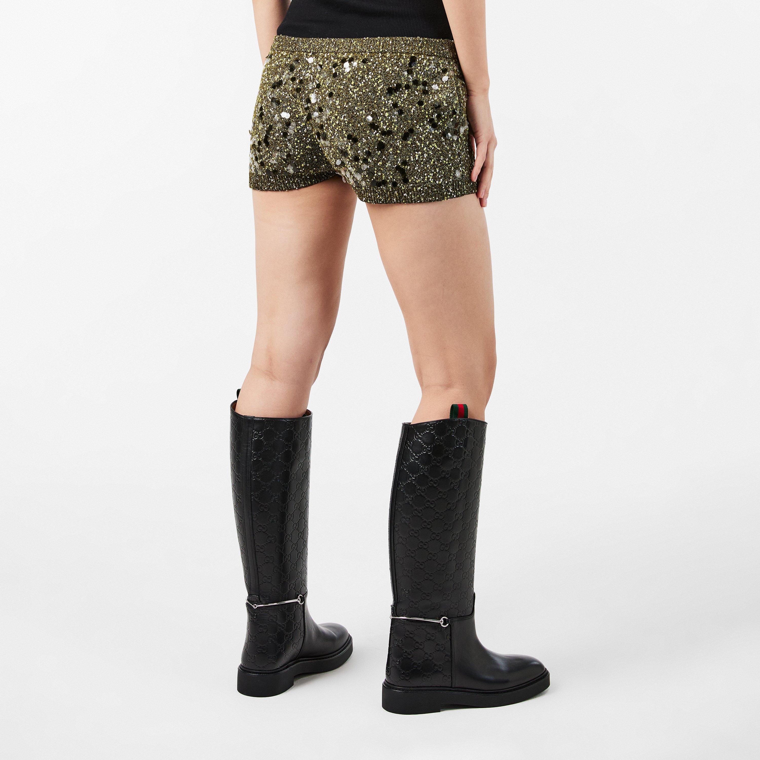 Military Green - Gucci - Sequin Knit Shorts - 4