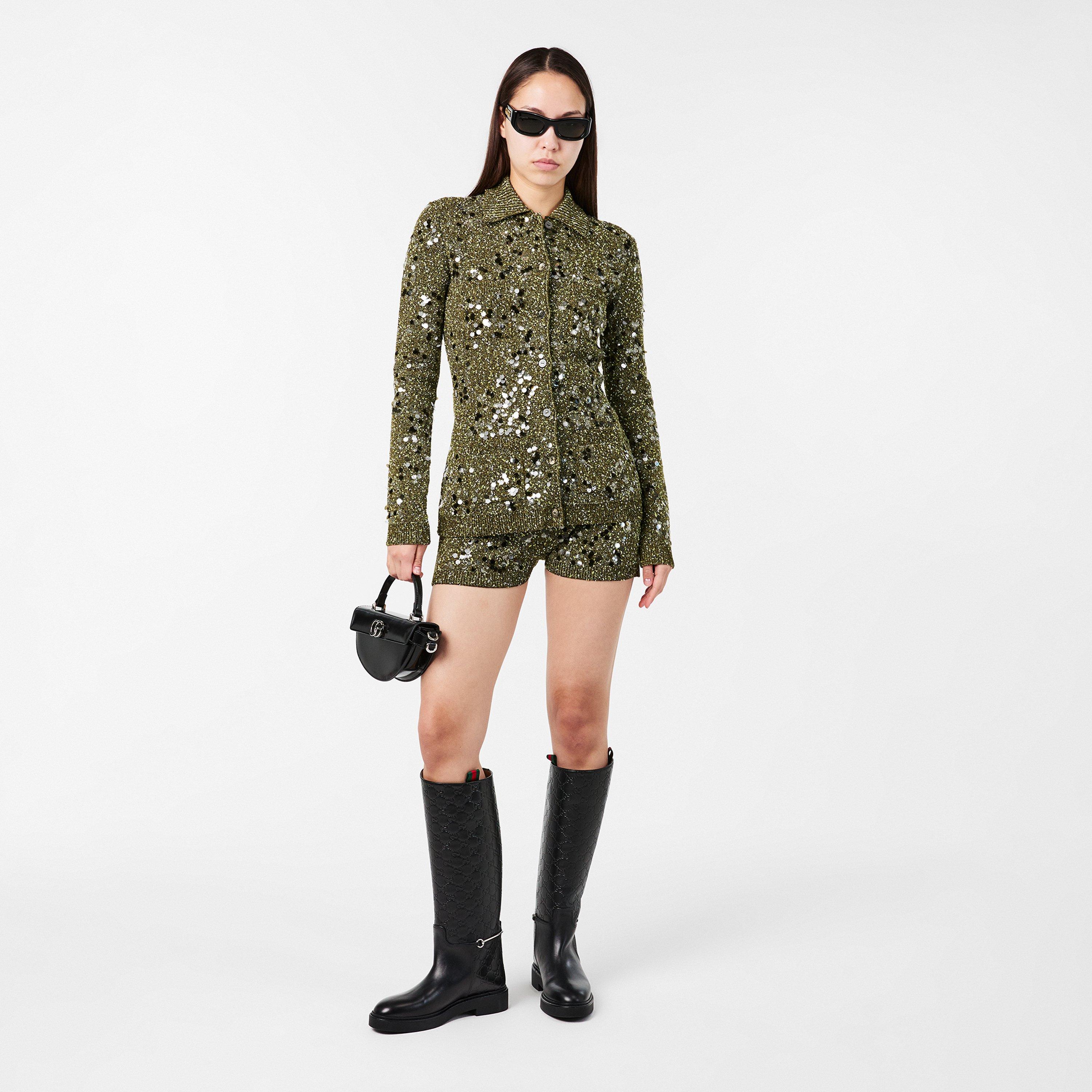 Military Green - Gucci - Sequin Knit Shorts - 6