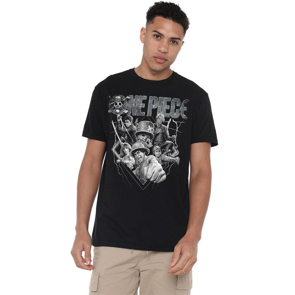 One Piece One Piece Straw Hat Crew Heavy Metal T-Shirt Blac