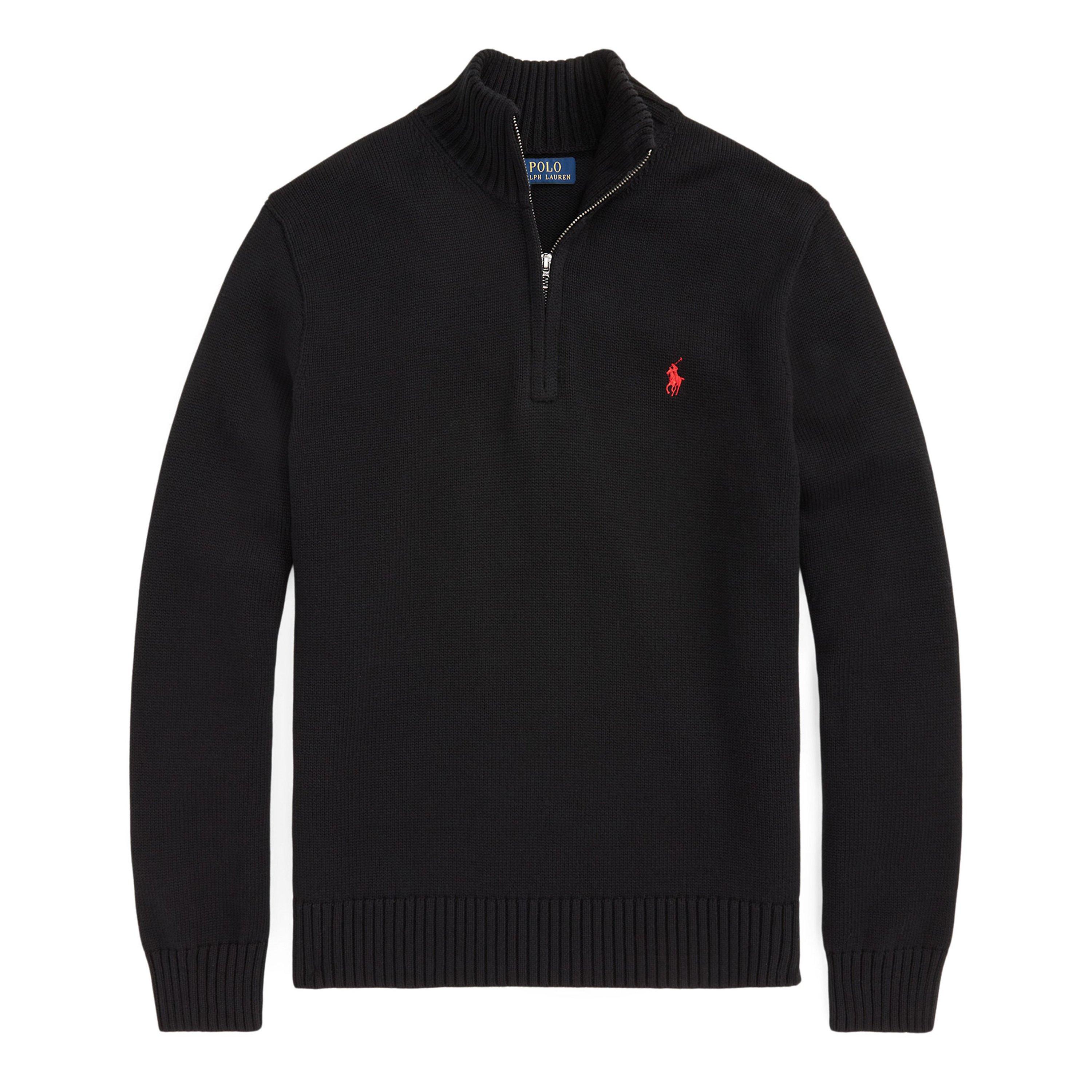 Polo Black - Polo Ralph Lauren - Mesh-Knit Cotton Quarter-Zip Jumper - 1