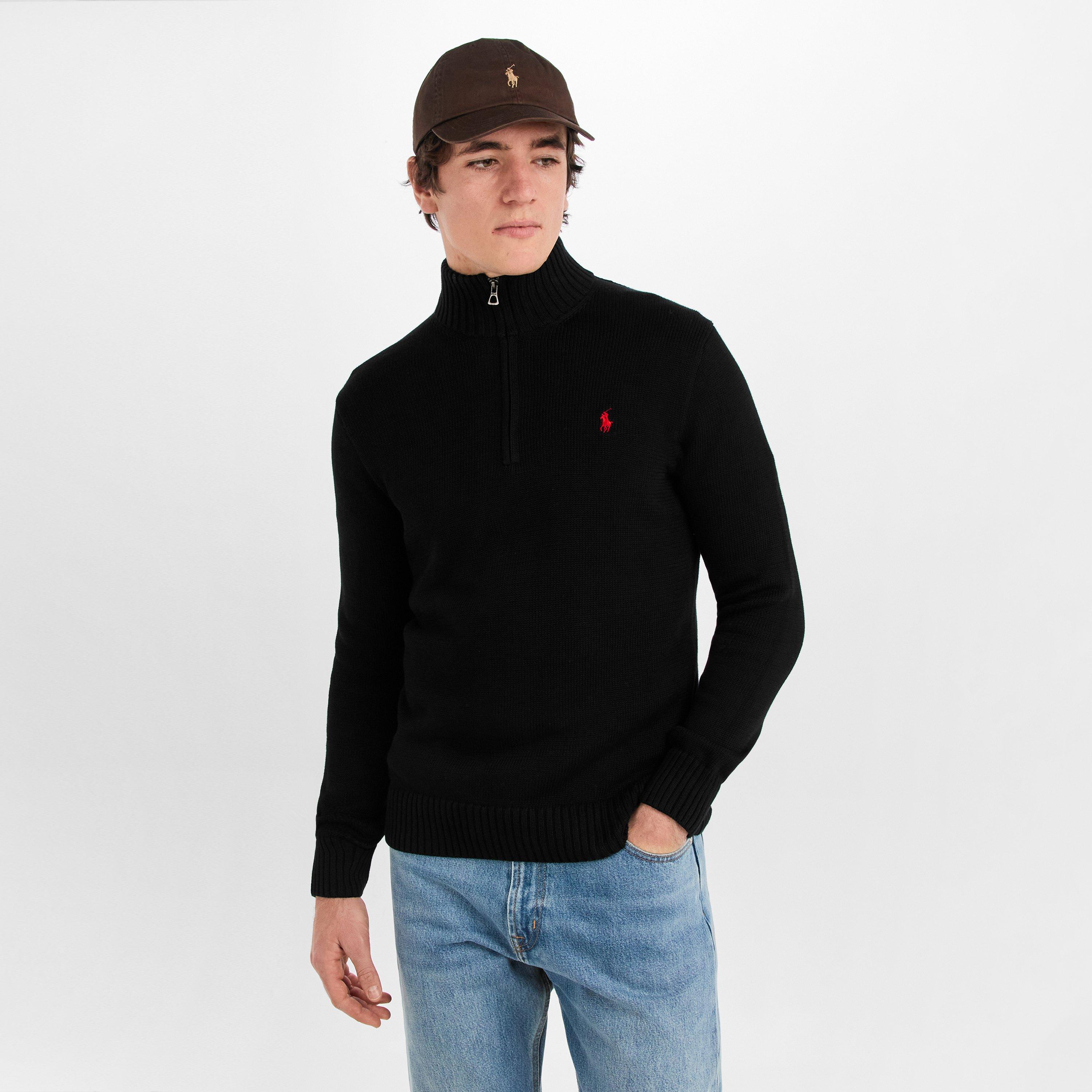 Polo Black - Polo Ralph Lauren - Mesh-Knit Cotton Quarter-Zip Jumper - 3