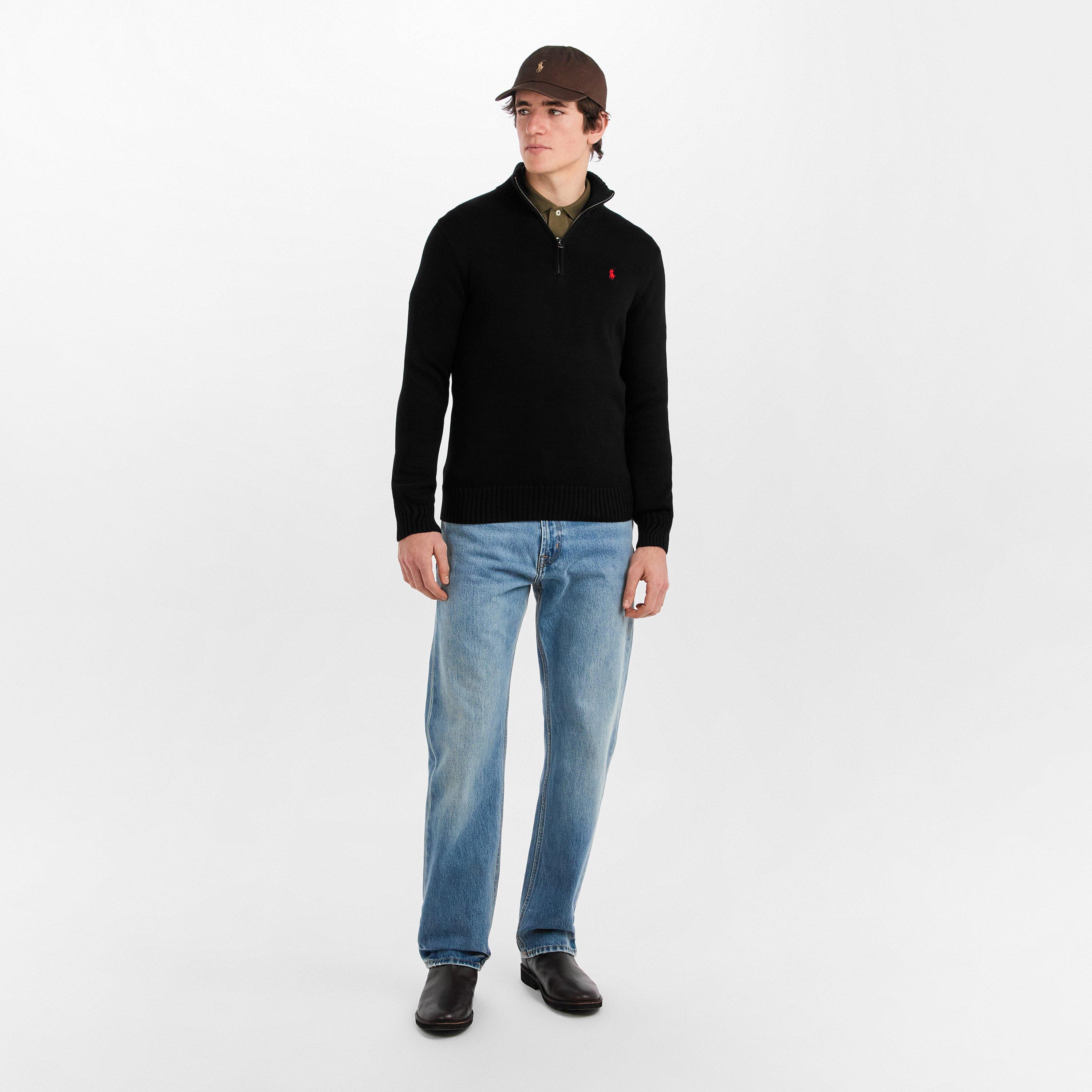 Polo Black - Polo Ralph Lauren - Mesh-Knit Cotton Quarter-Zip Jumper - 6
