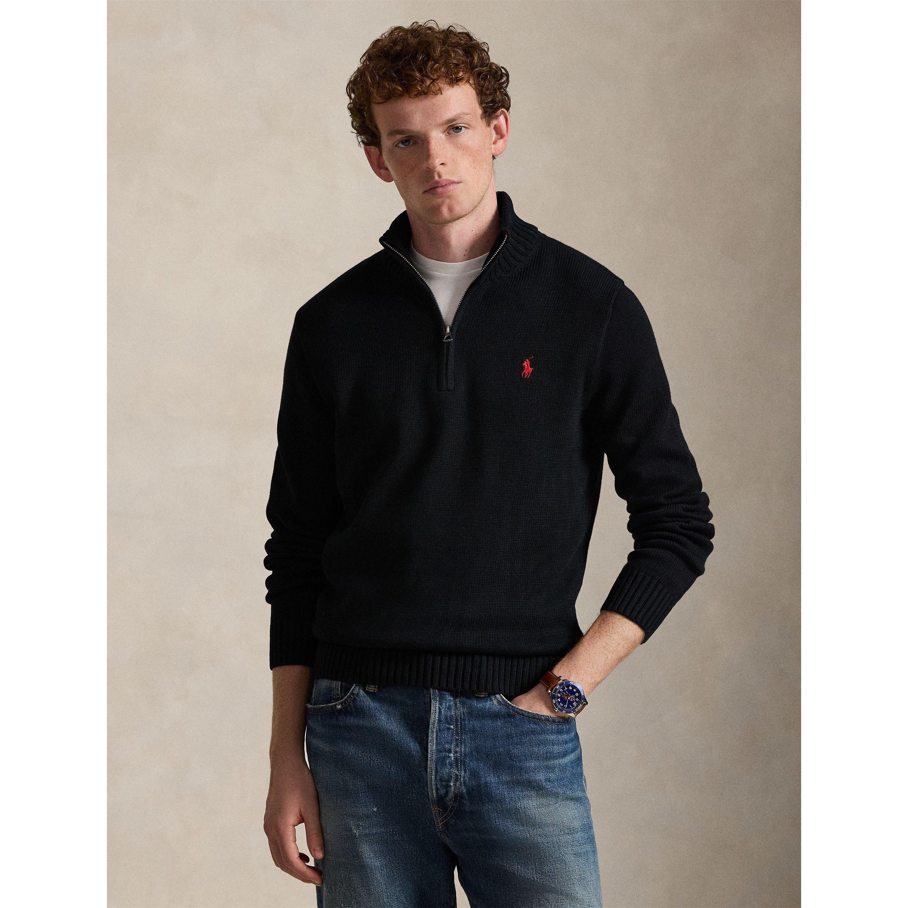 Polo Black - Polo Ralph Lauren - Mesh-Knit Cotton Quarter-Zip Jumper - 2