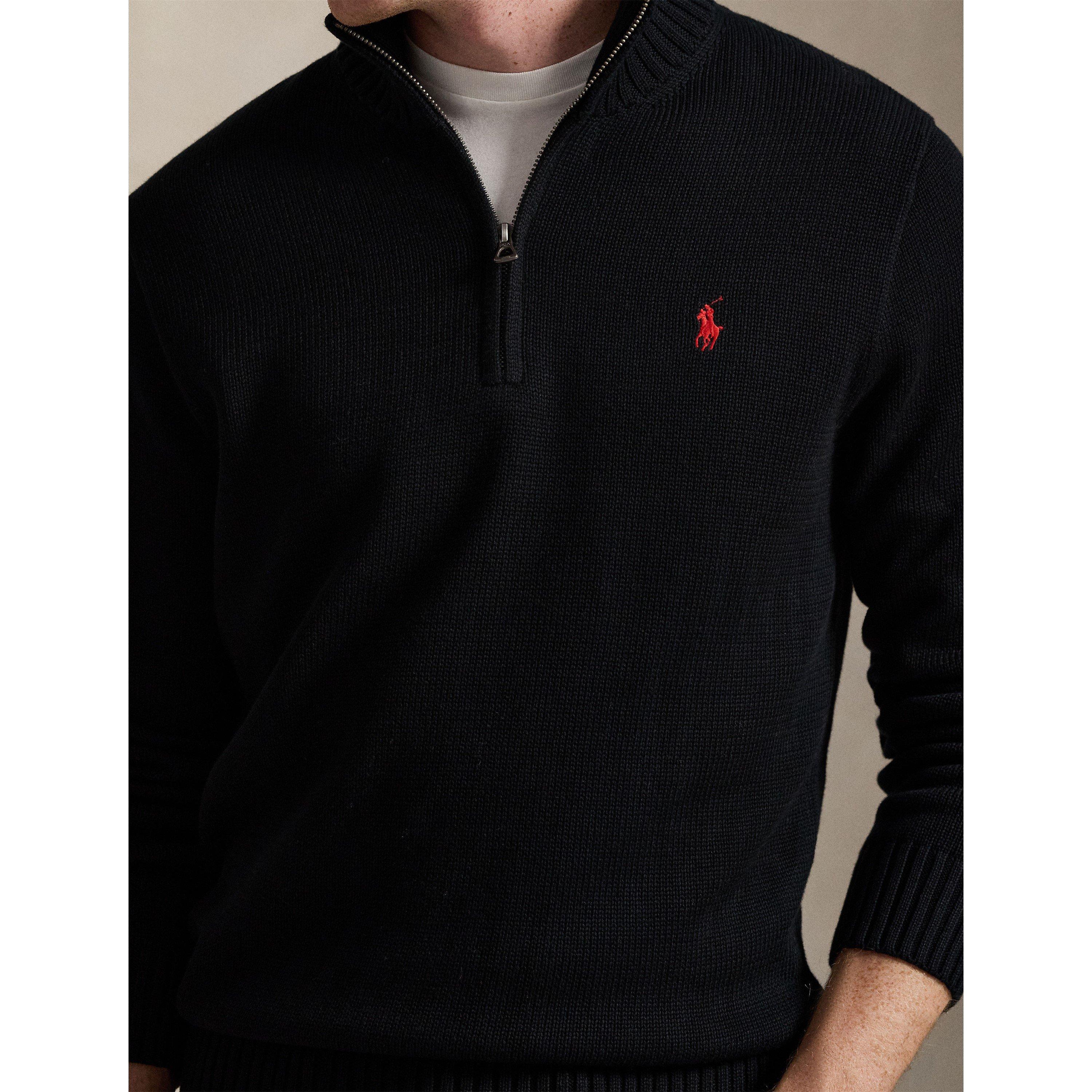 Polo Black - Polo Ralph Lauren - Mesh-Knit Cotton Quarter-Zip Jumper - 4