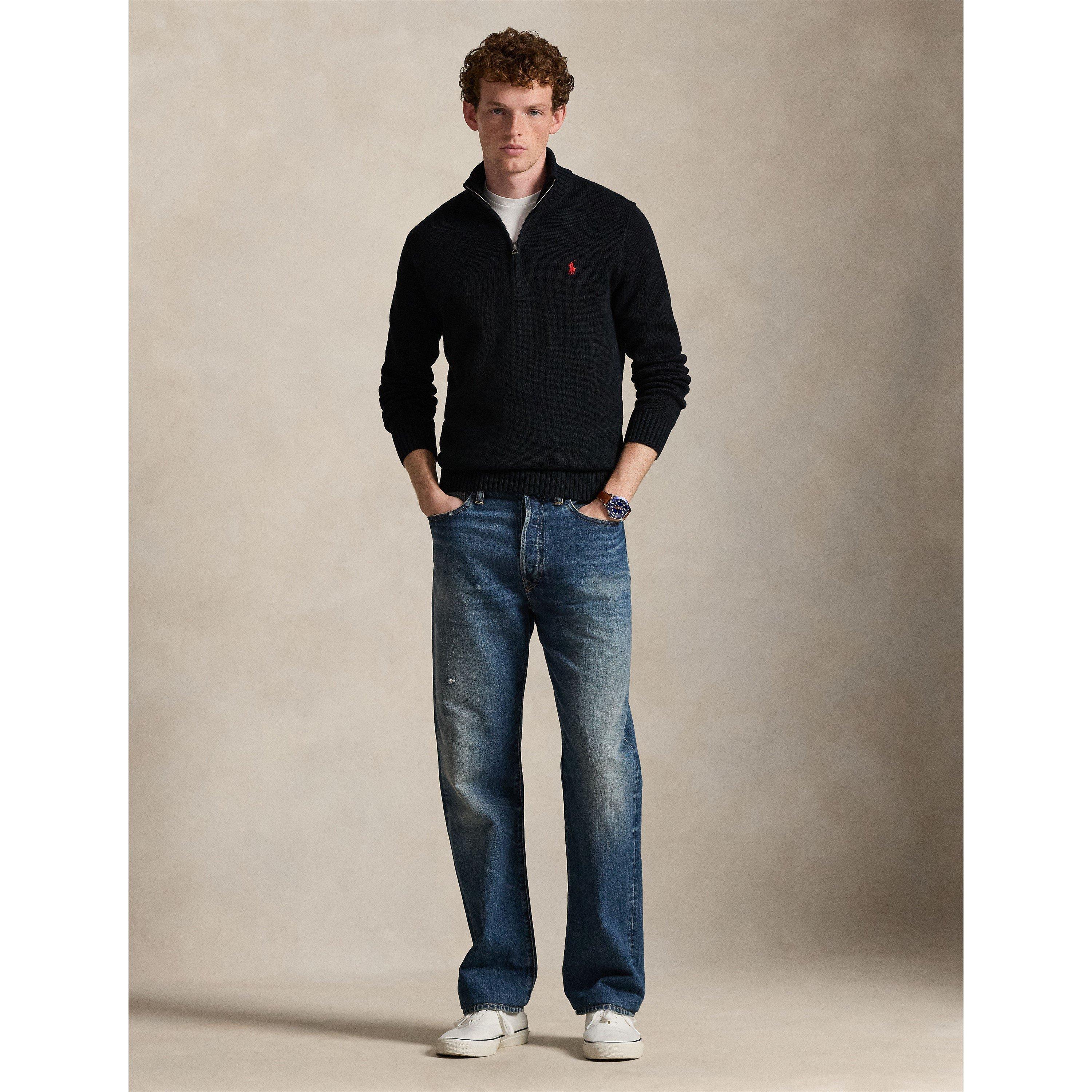 Polo Black - Polo Ralph Lauren - Mesh-Knit Cotton Quarter-Zip Jumper - 5