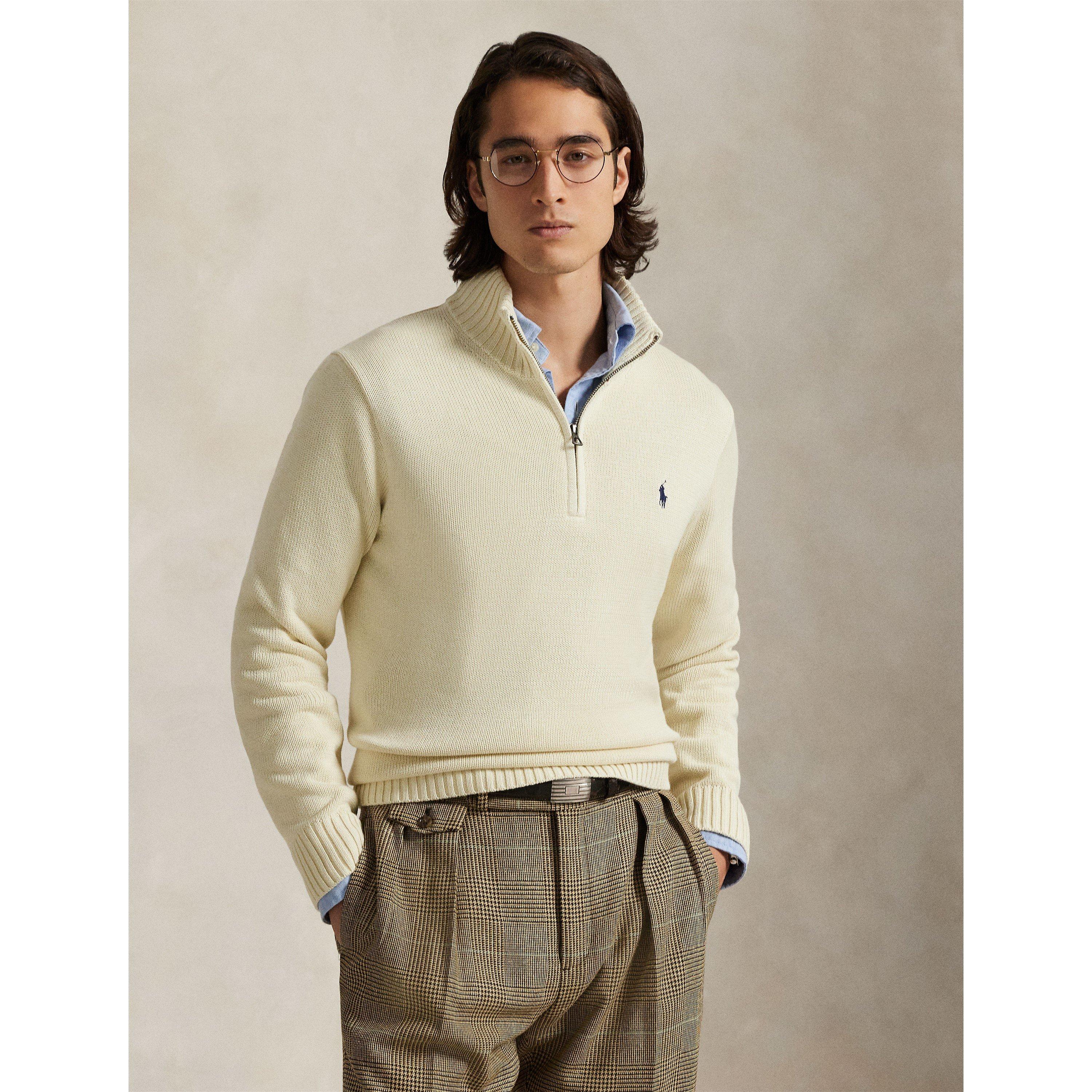 Andover Cream - Polo Ralph Lauren - Mesh-Knit Cotton Quarter-Zip Jumper - 2