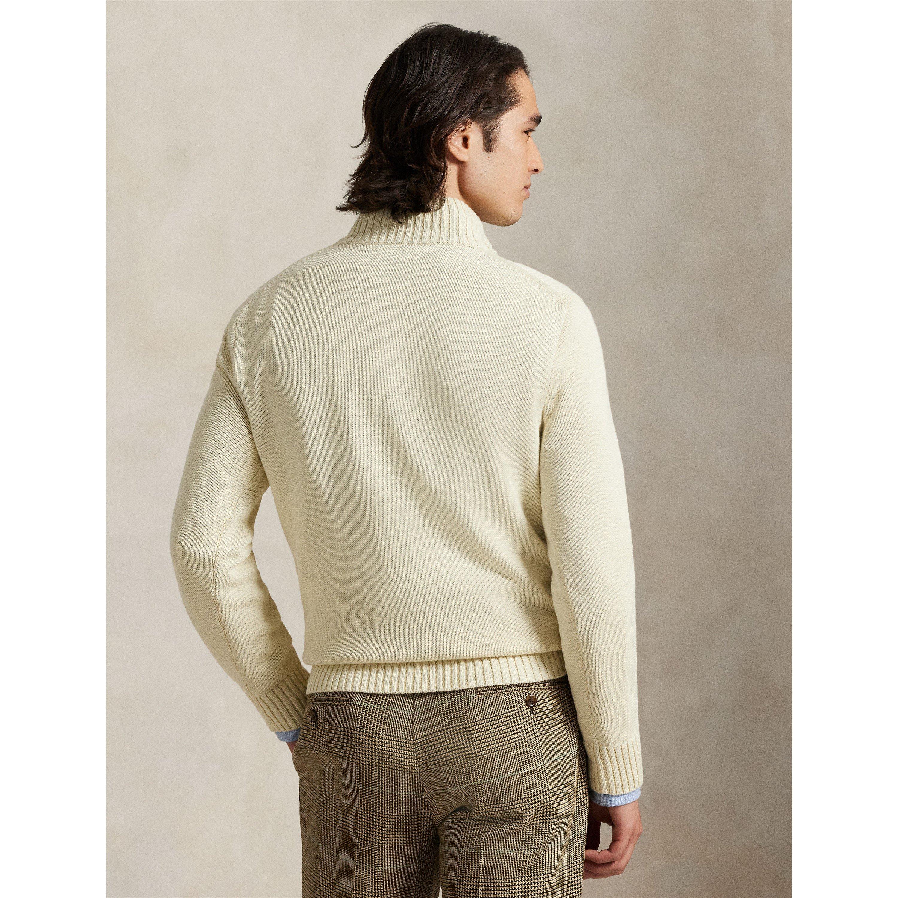 Andover Cream - Polo Ralph Lauren - Mesh-Knit Cotton Quarter-Zip Jumper - 3