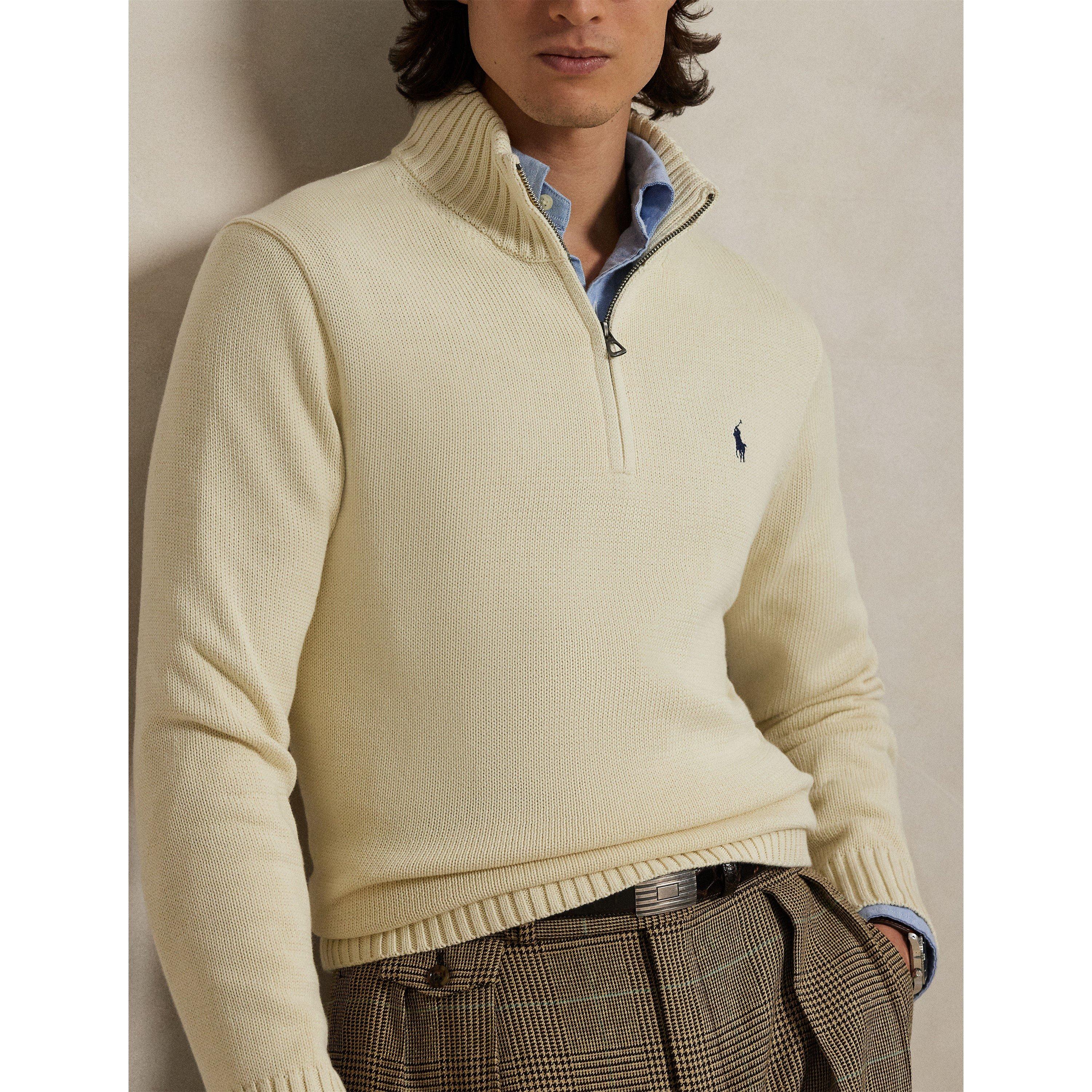 Andover Cream - Polo Ralph Lauren - Mesh-Knit Cotton Quarter-Zip Jumper - 4