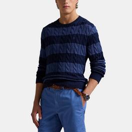 Polo Ralph Lauren Striped Cable Knit Cotton Jumper