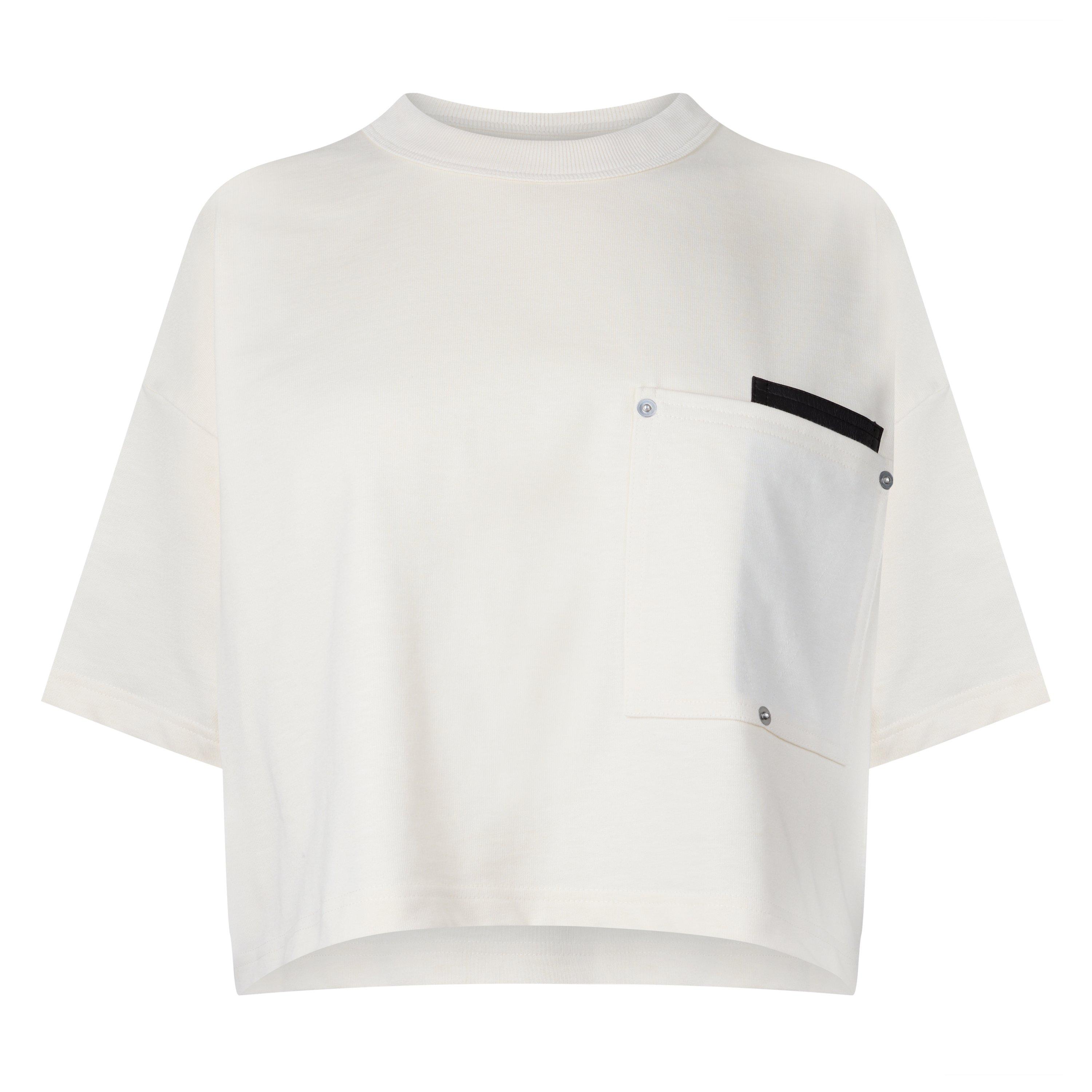 【送料&関税込】Bottega Veneta Cropped T-shirt With Leather Bottega Veneta | Leather Patch Cropped T-Shirt | Short
