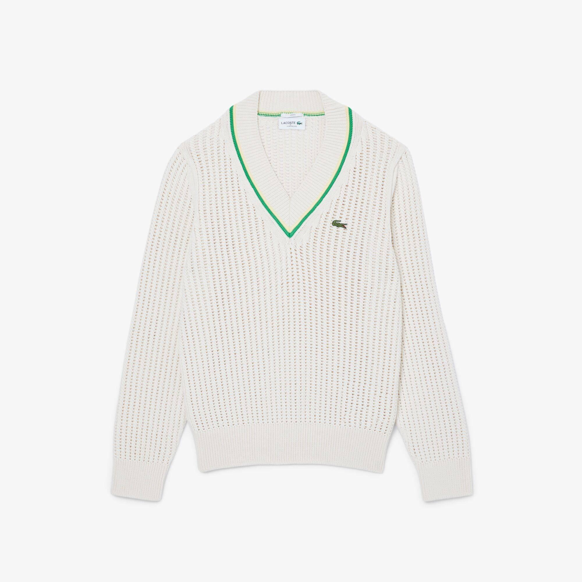 Lacoste Men's White Gih Cricket Crew Neck Jumper - L