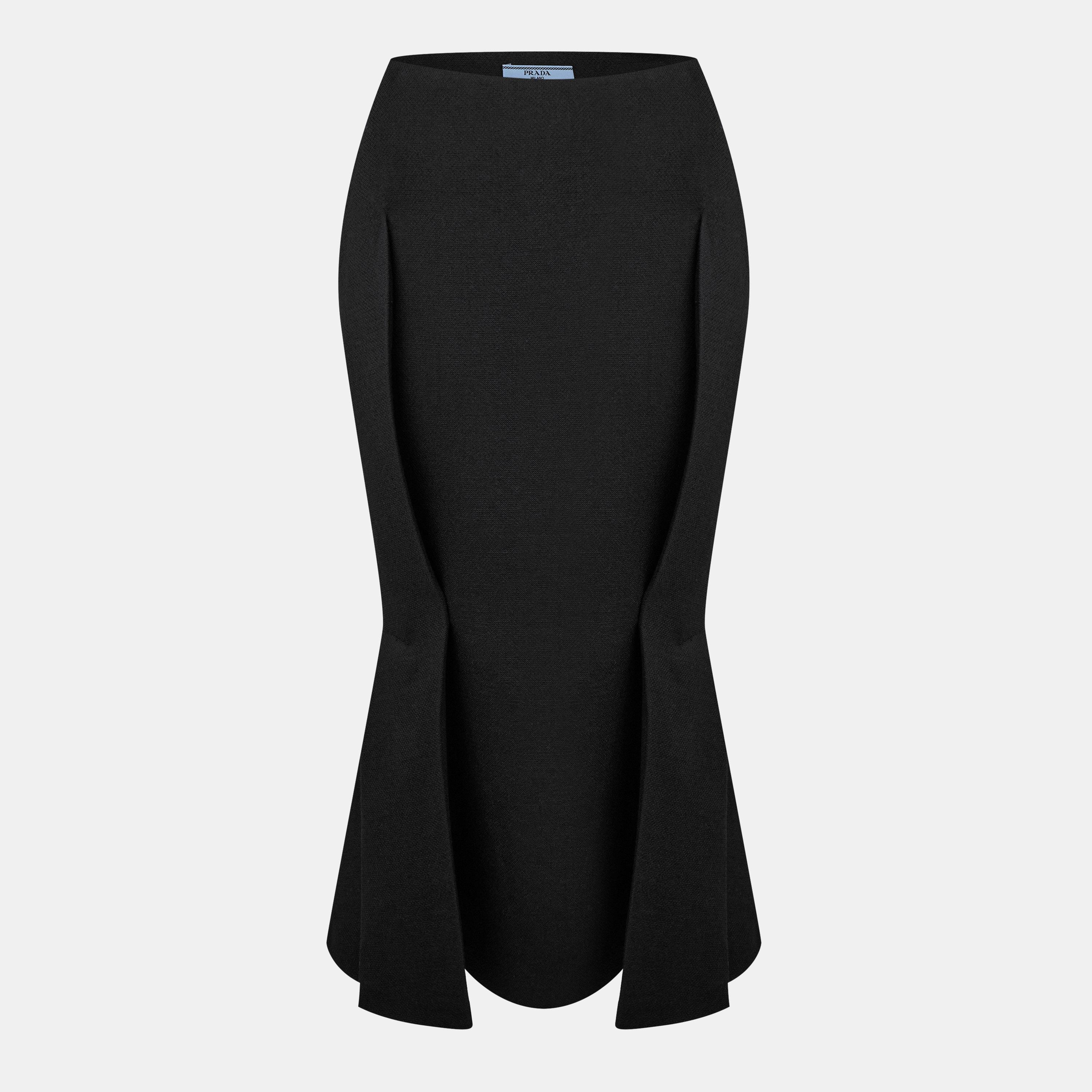 Prada Buckle Open Back Midi Skirt