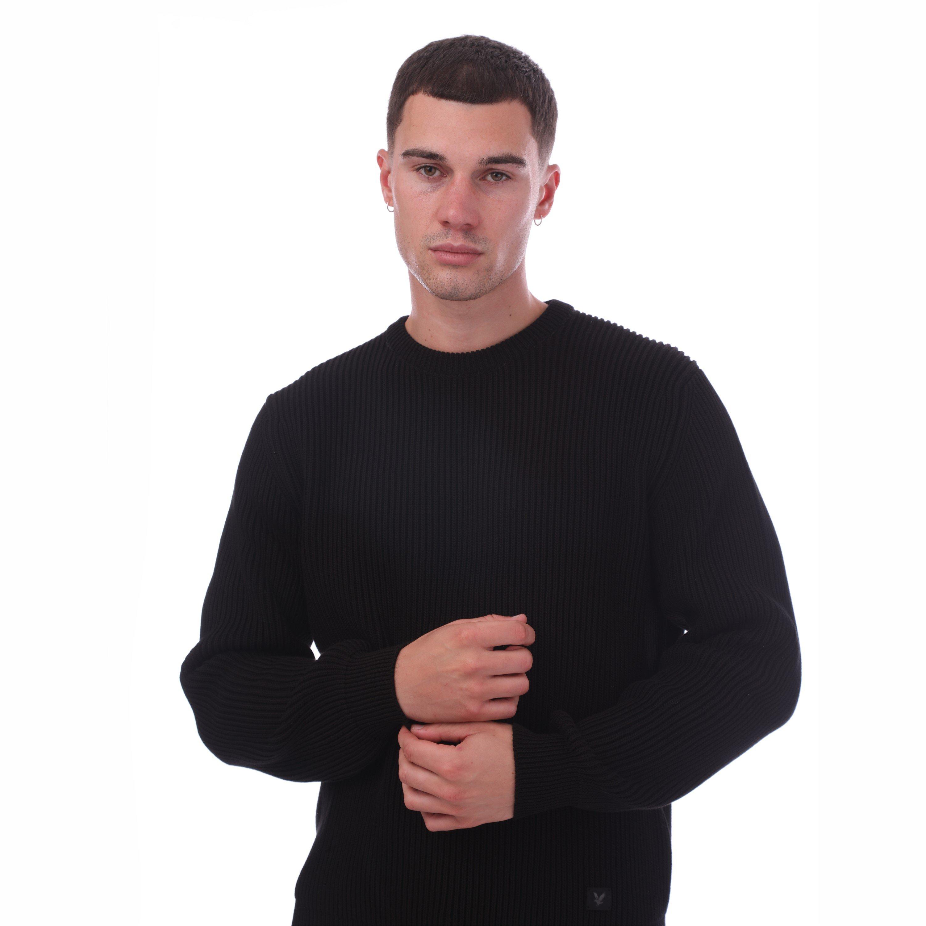 Jet Black - Lyle and Scott - Men's Ribbed Crew Neck Jumper - 3