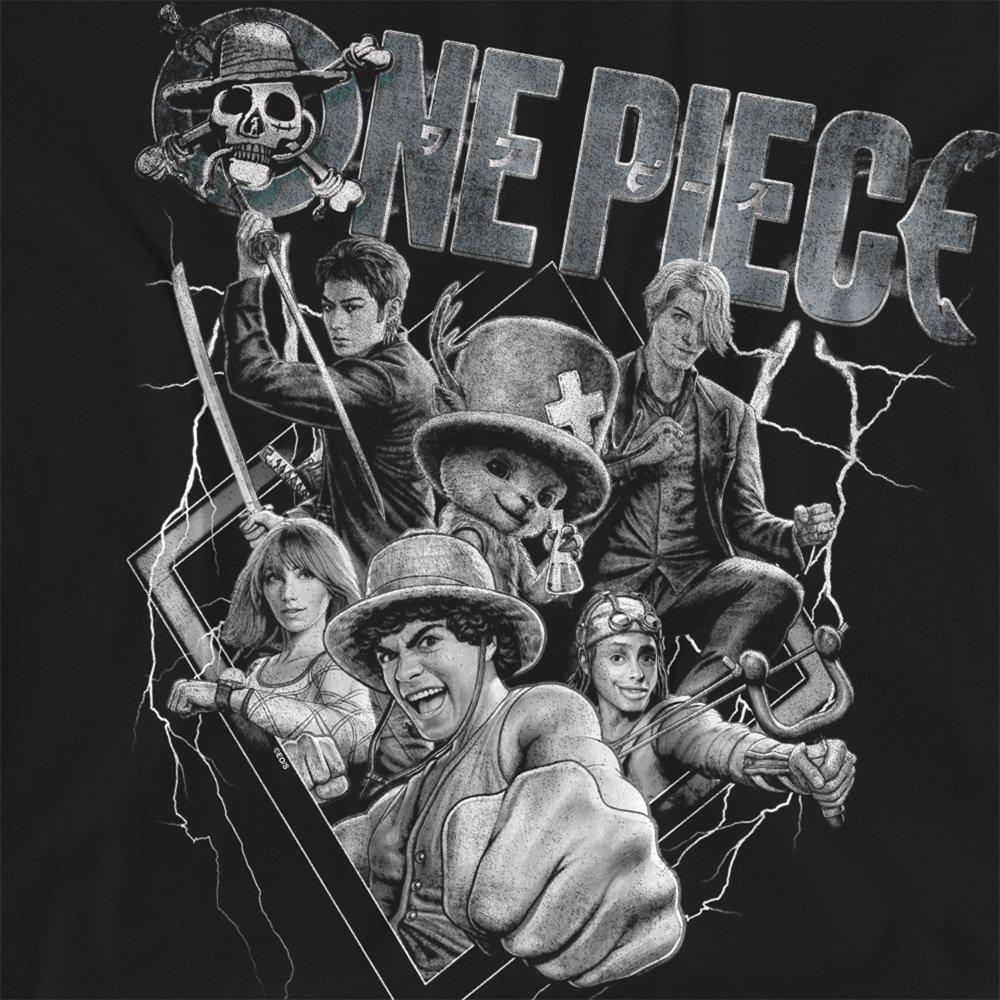 Black - One Piece - One Piece Straw Hat Crew Heavy Metal T-Shirt Blac - 2