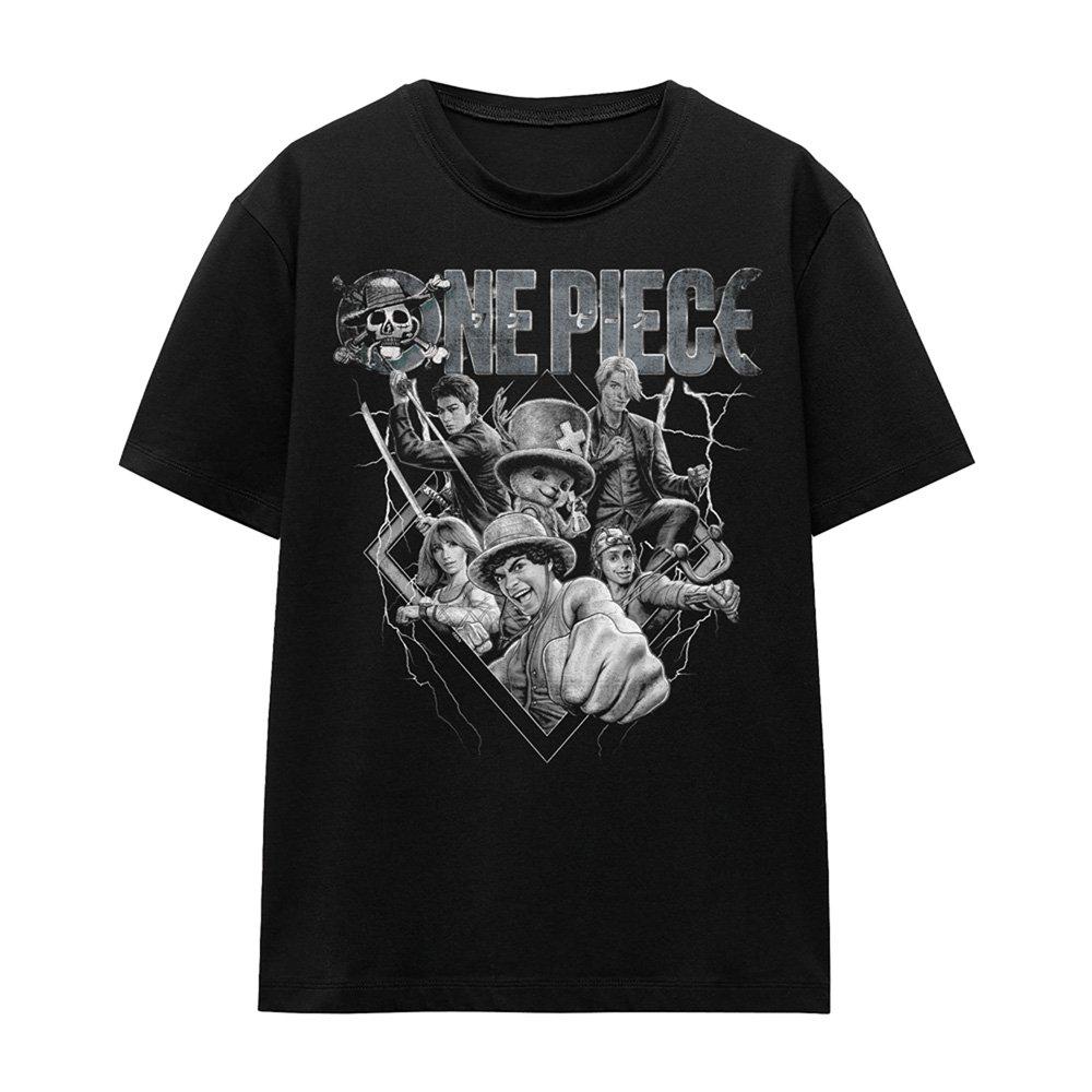 Black - One Piece - One Piece Straw Hat Crew Heavy Metal T-Shirt Blac - 4