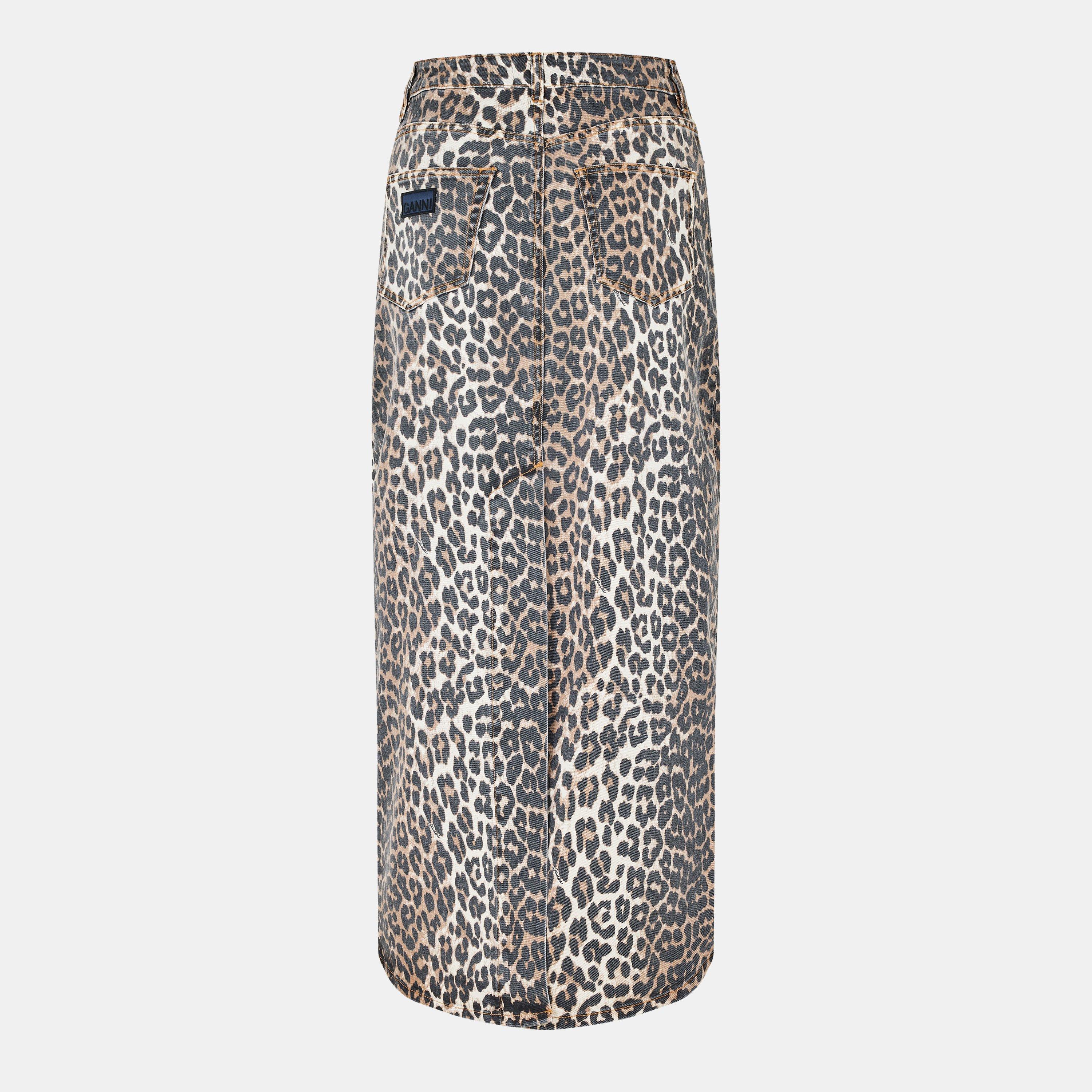 Leopard - Ganni - Women's Denim Skirt - 2