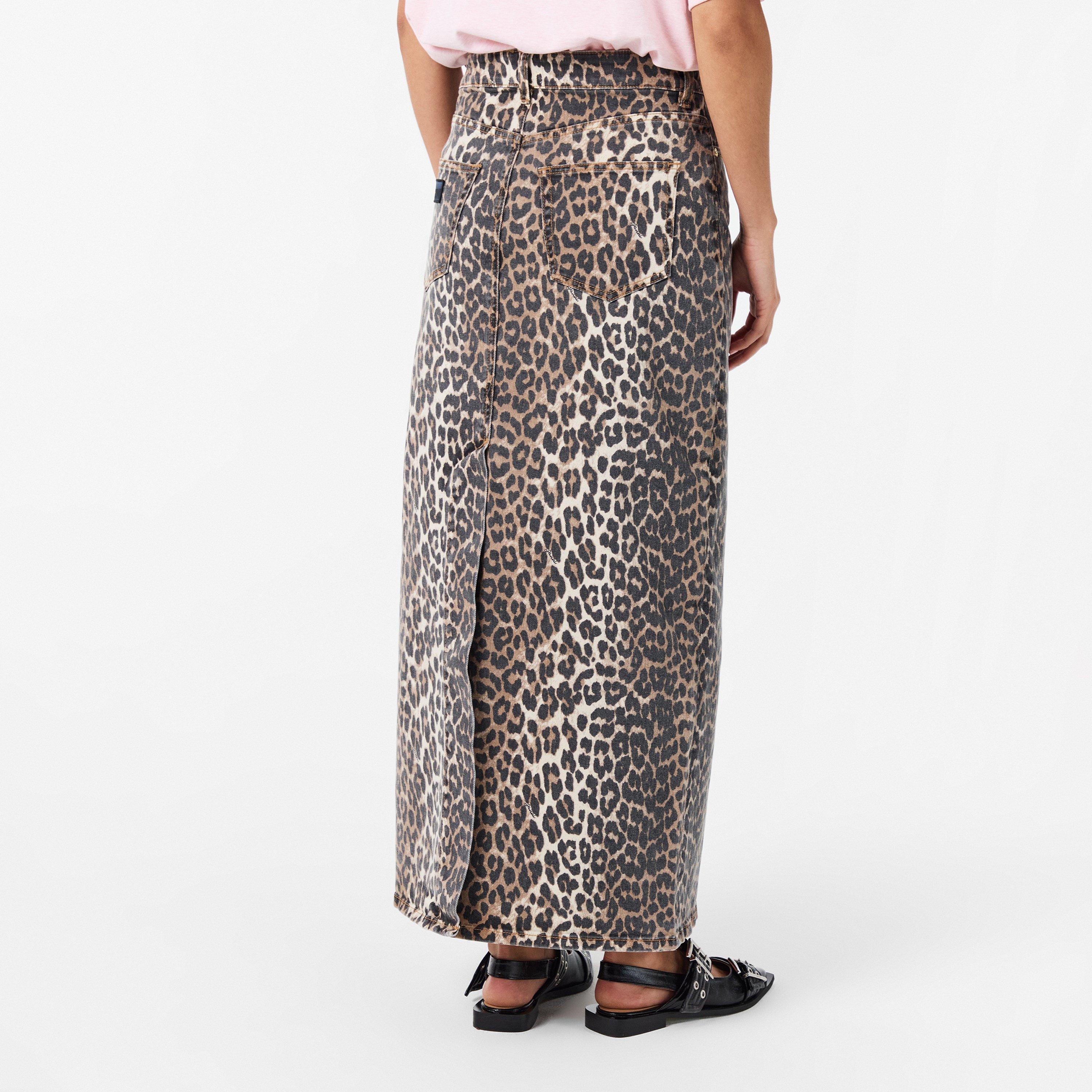 Leopard - Ganni - Women's Denim Skirt - 4