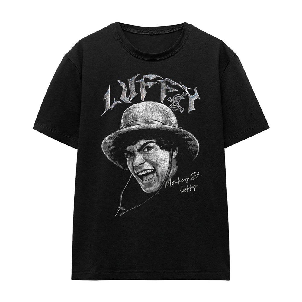 Black - One Piece - One Piece Luffy Heavy Metal T-Shirt Black - 4