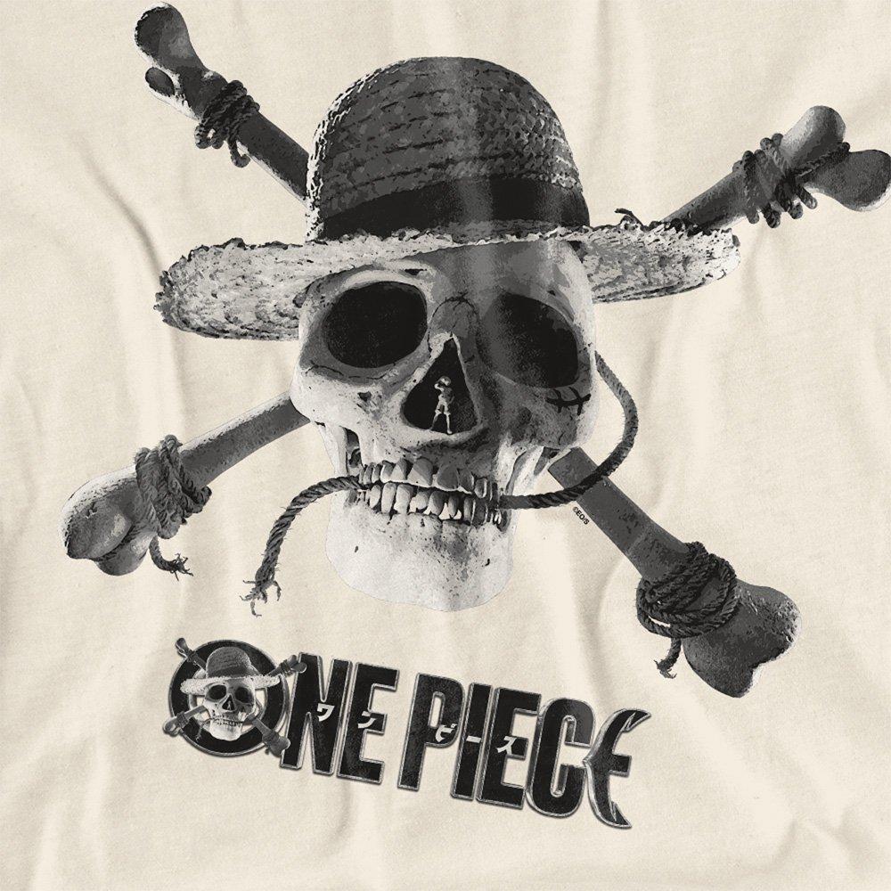 Beige - One Piece - One Piece Mono Skull Logo T-Shirt Natural - 2
