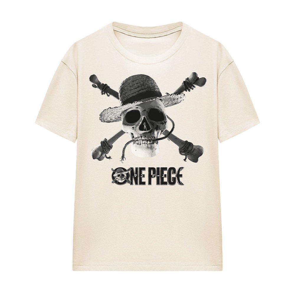 Beige - One Piece - One Piece Mono Skull Logo T-Shirt Natural - 4