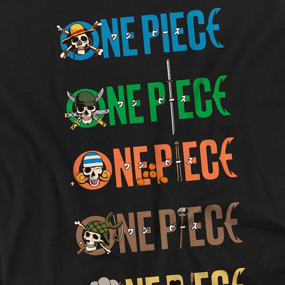 Black - One Piece - One Piece Stacked Logos Front Back T-Shirt Black - 3