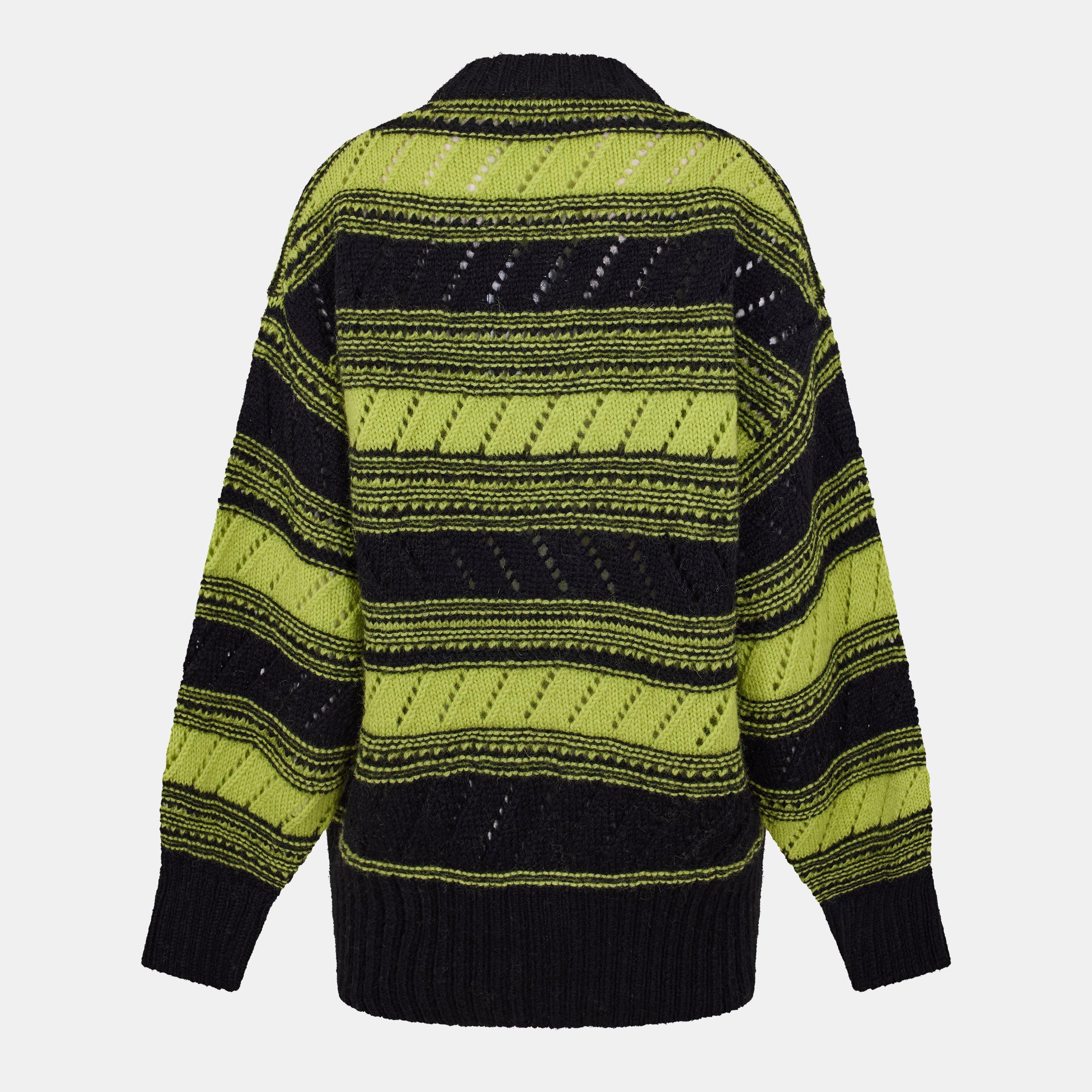 Black/Yellow - Ganni - Women's Organic Wool Cardigan - 2
