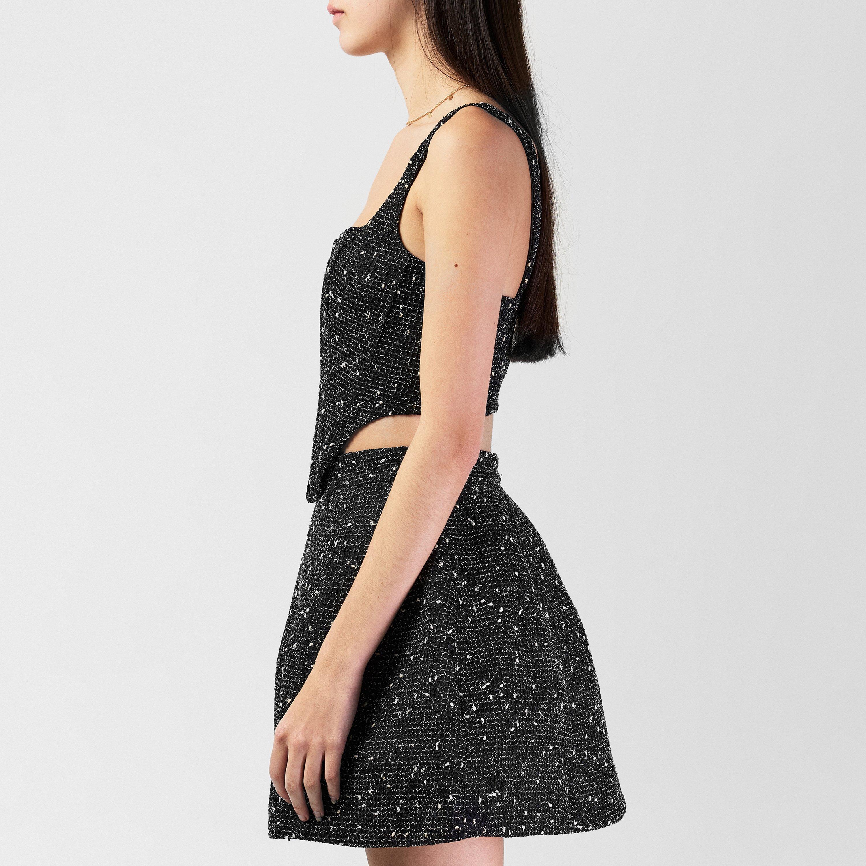 Black - Bardot - Women's Tweed Corset Top - 2