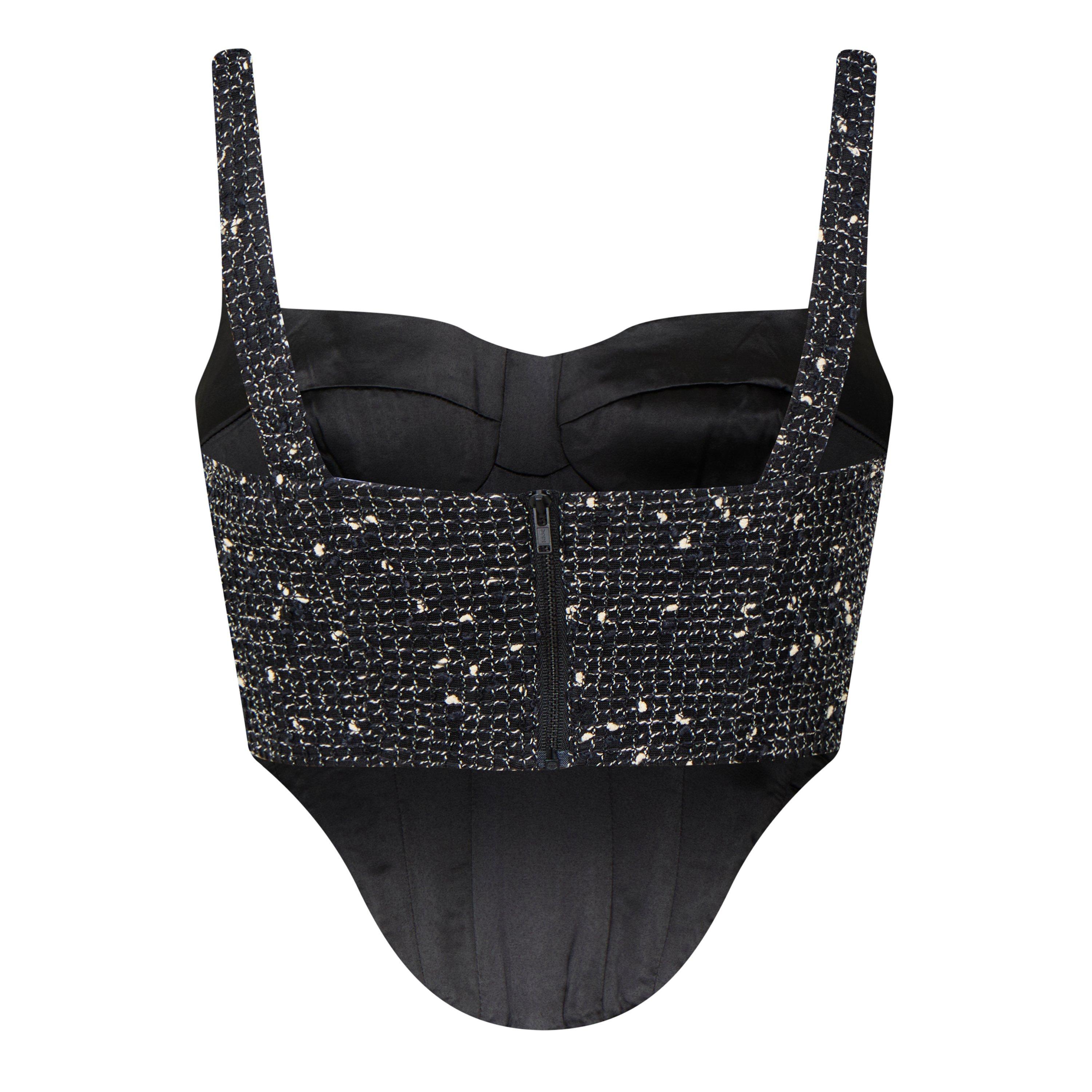 Black - Bardot - Women's Tweed Corset Top - 6