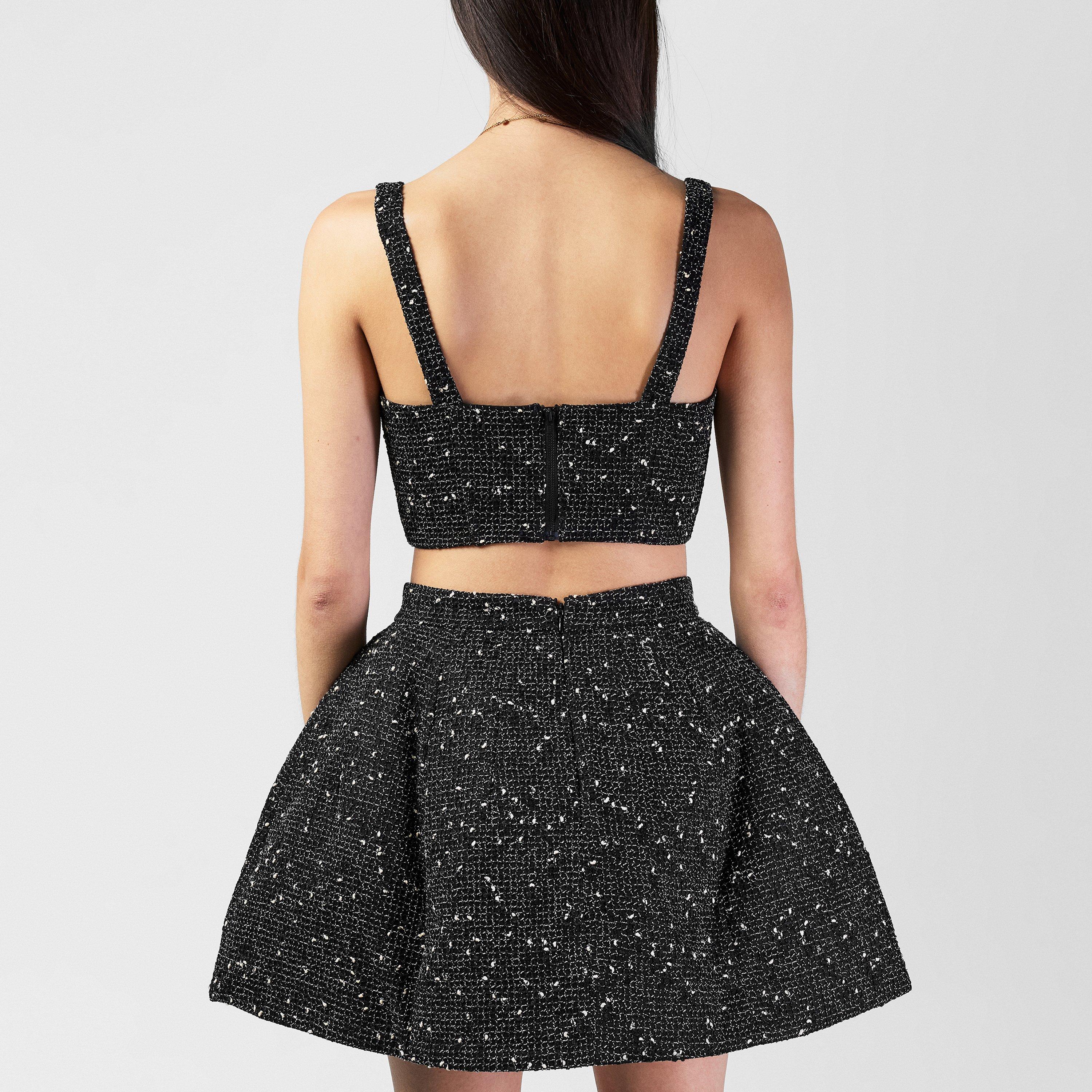 Black - Bardot - Women's Tweed Corset Top - 3