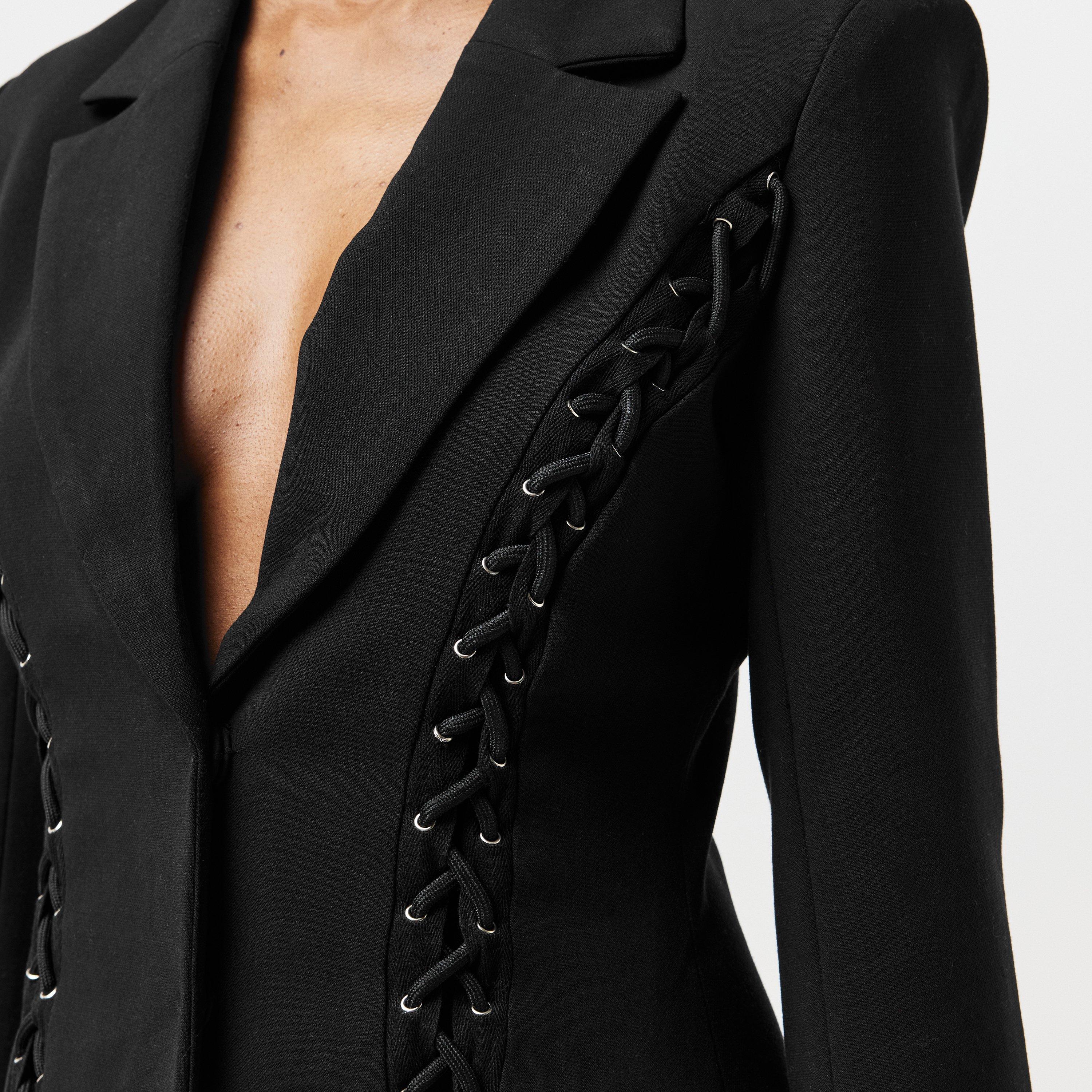 Black - Bardot - Verity Lace-Up Blazer Dress - 5