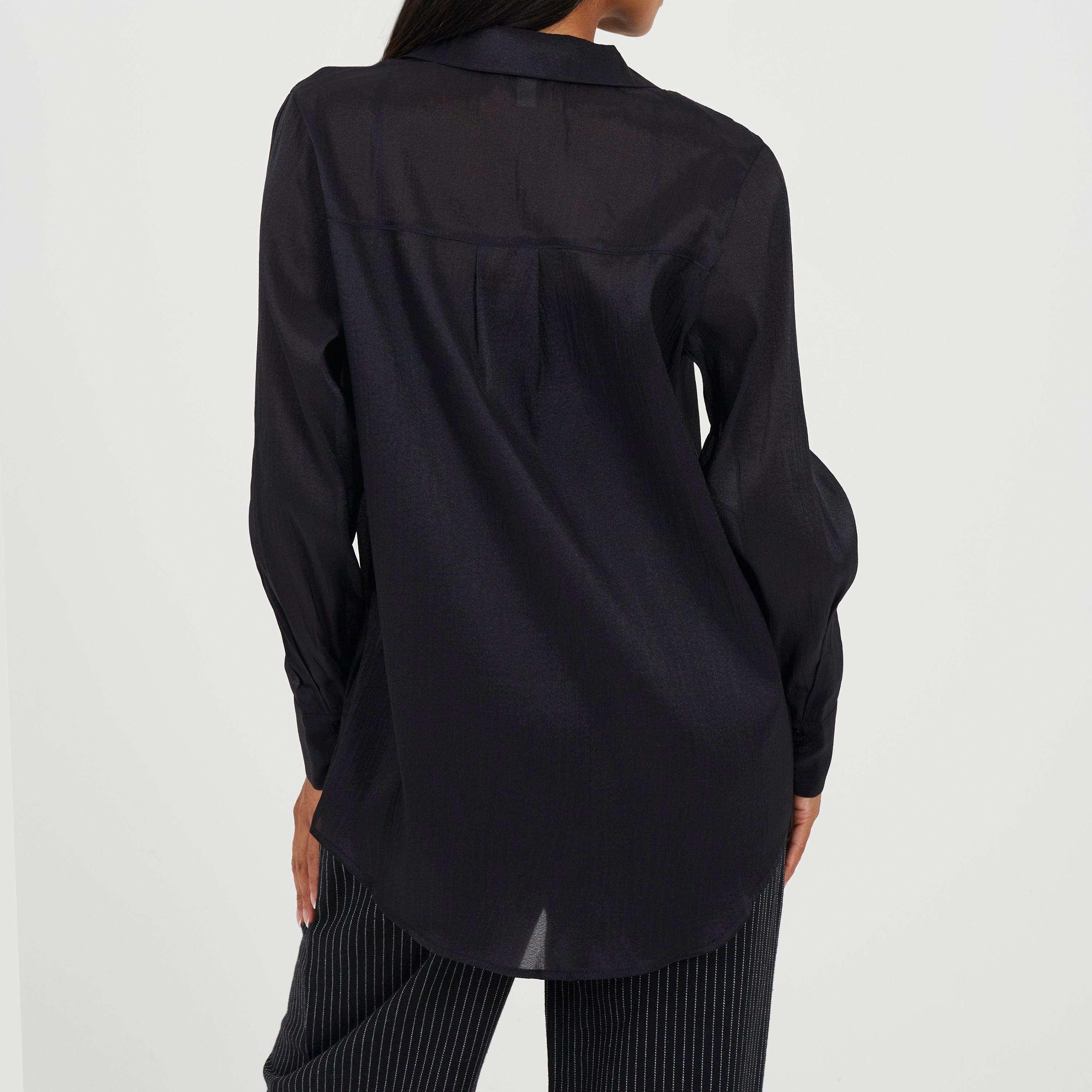 Zwart - Brave Soul - Brave Womens Long Sleeve Plain Shirt with Chest Pocket - 2