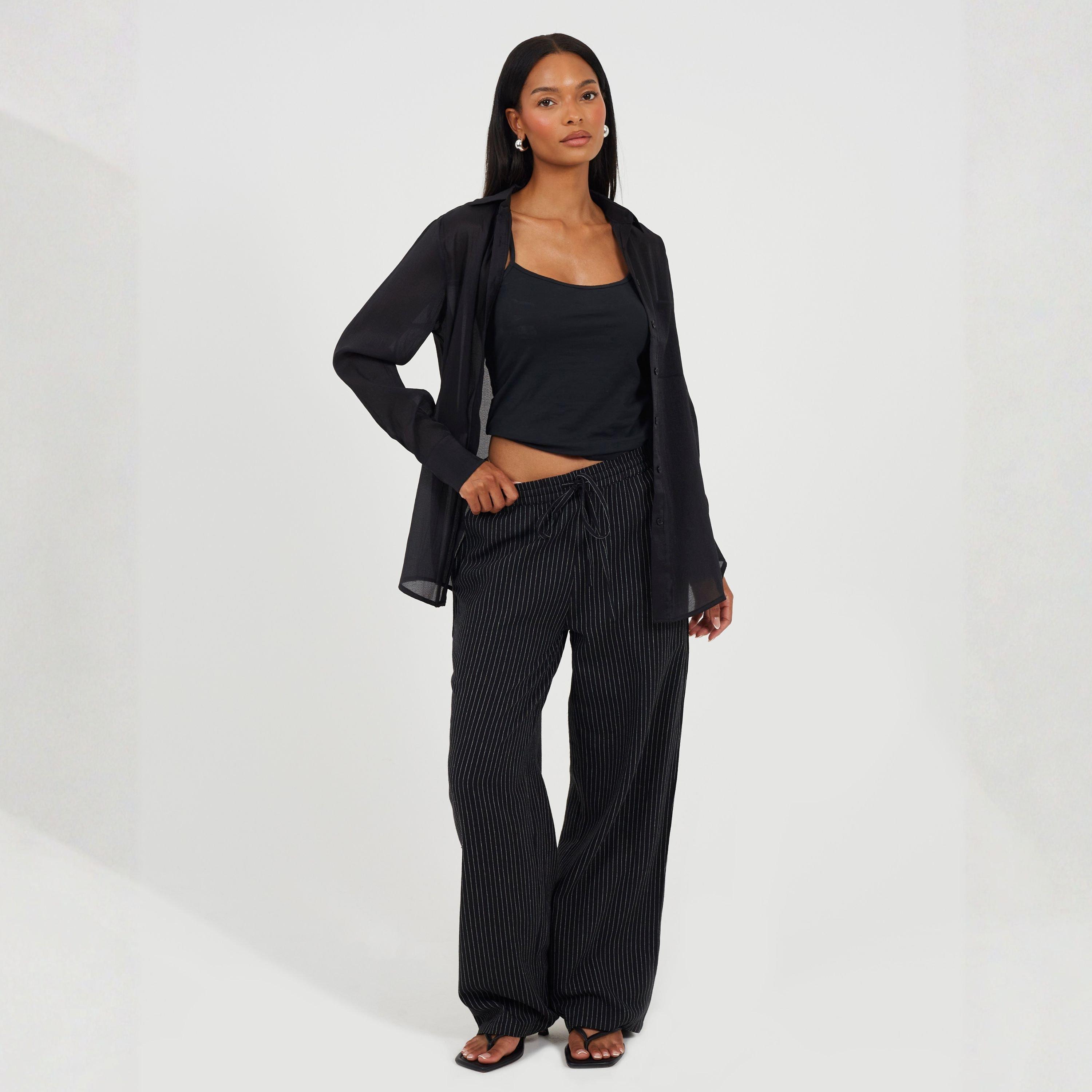 Zwart - Brave Soul - Brave Womens Long Sleeve Plain Shirt with Chest Pocket - 4
