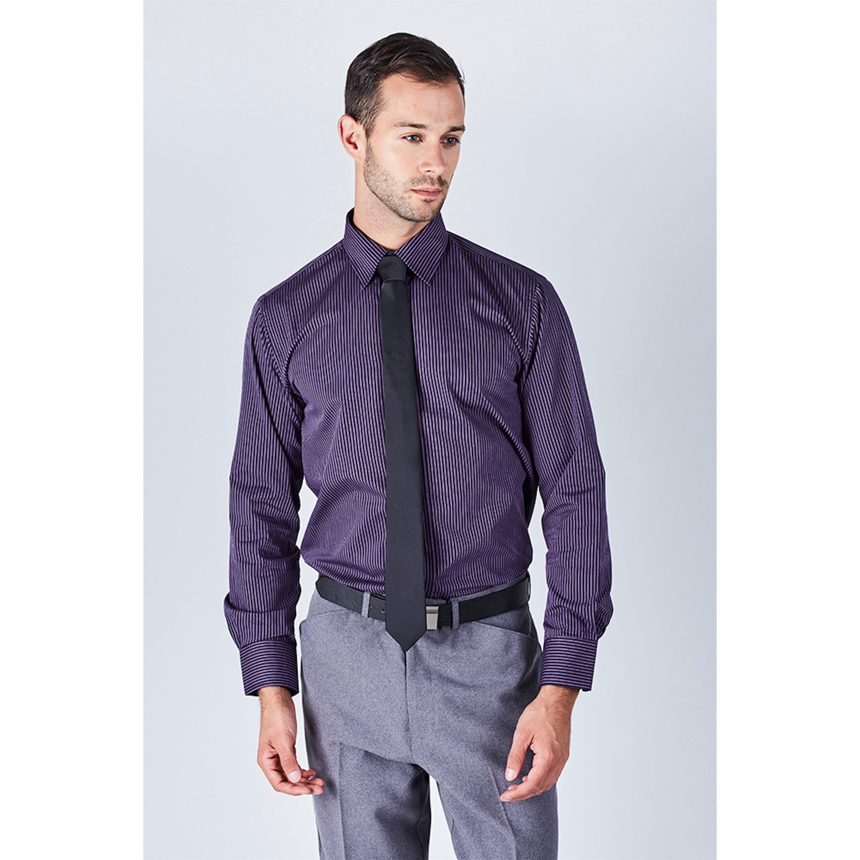 Purple Stripe - Harvey and Jones - Striped Formal Striped Shirts Mens - 1