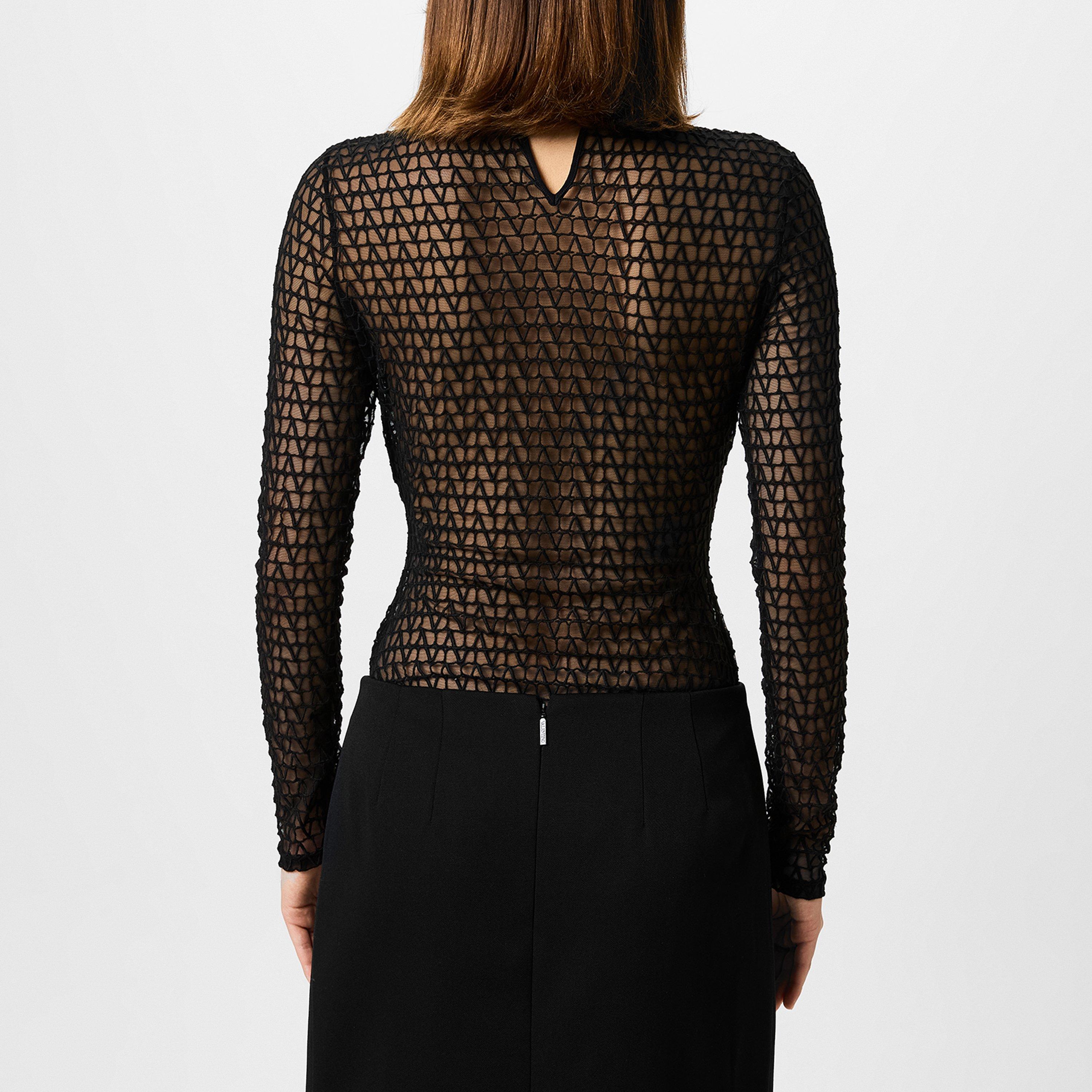 Black - Valentino - Tulle Bodysuit - 3