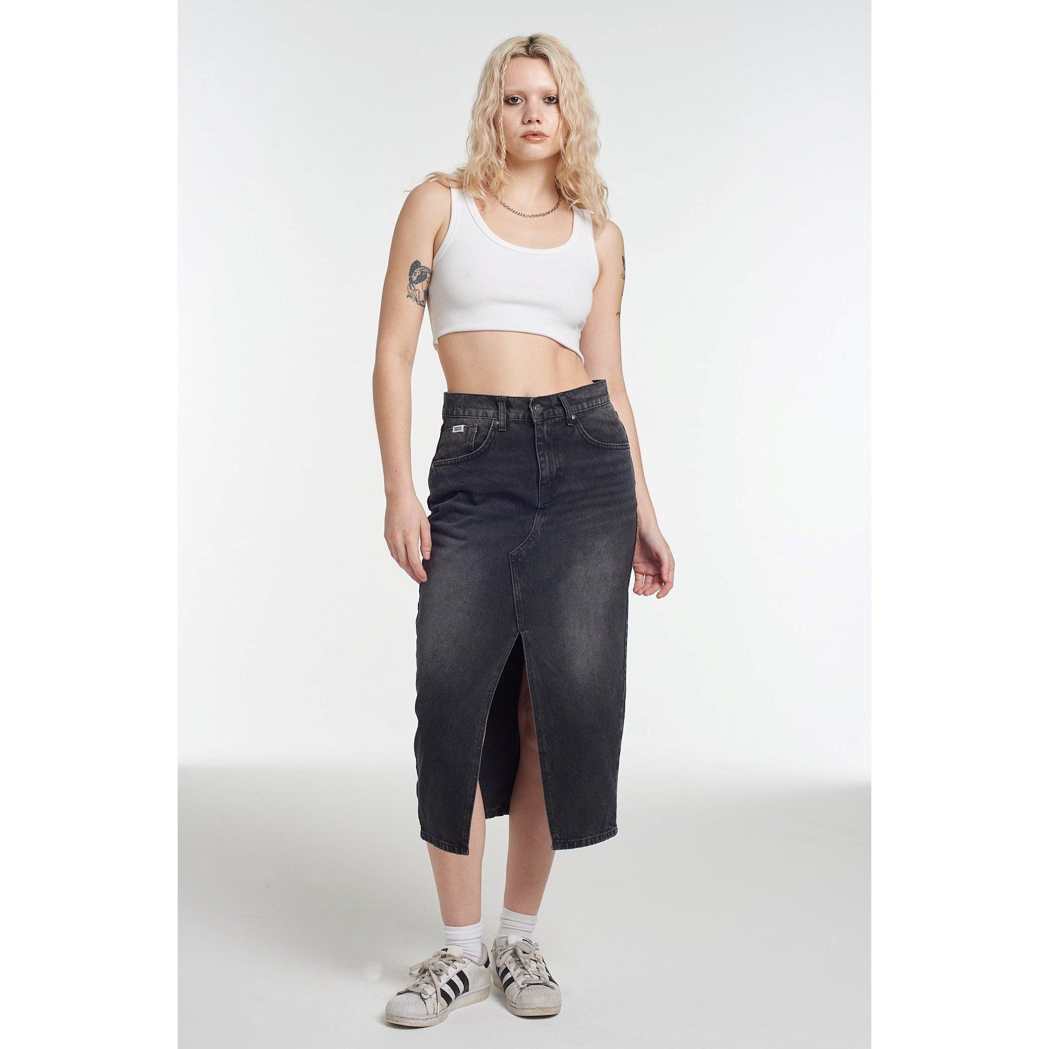 Carbone - The Ragged Priest - Women's Midi Bleach Blue Wash Denim Skirt - 2