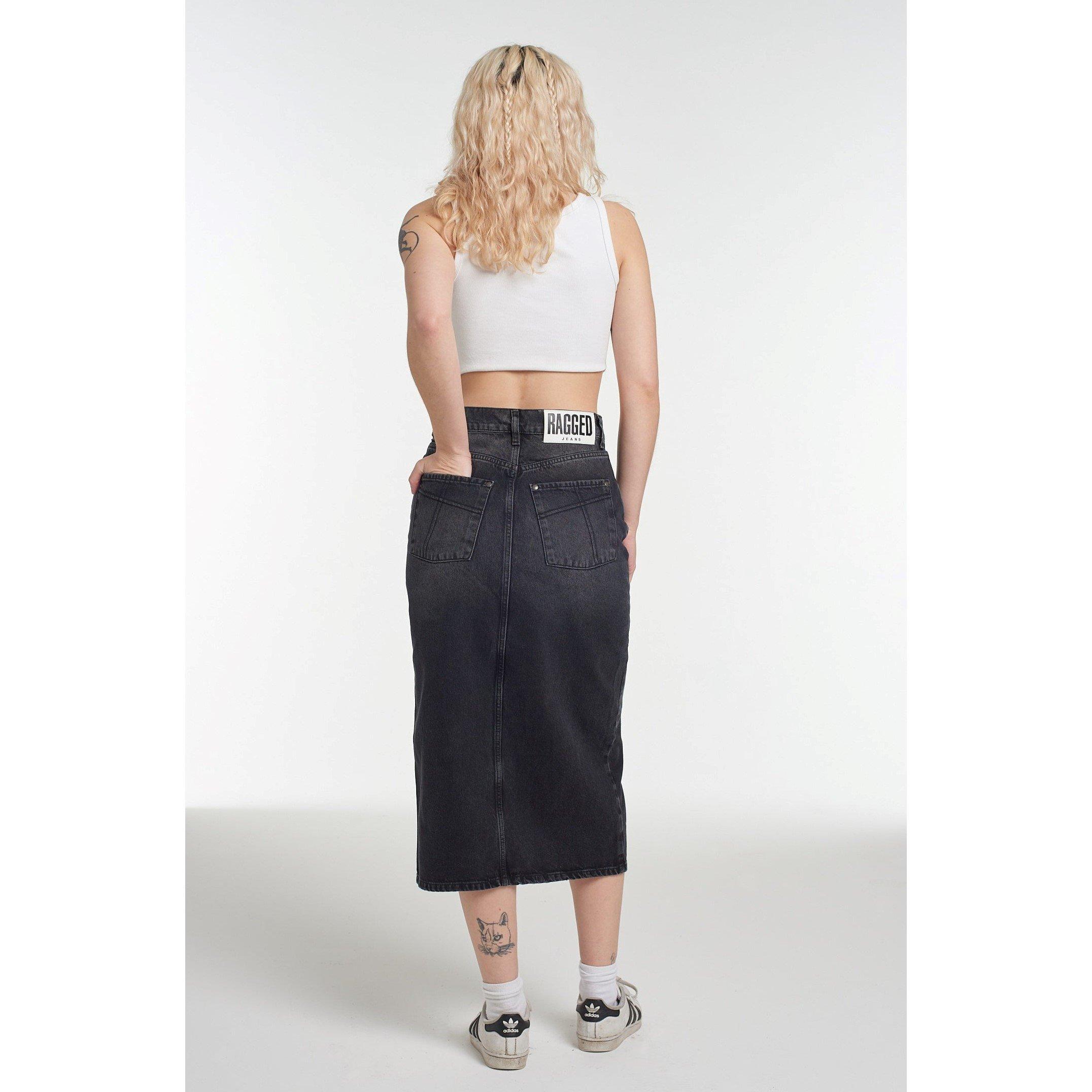 Carbone - The Ragged Priest - Women's Midi Bleach Blue Wash Denim Skirt - 3