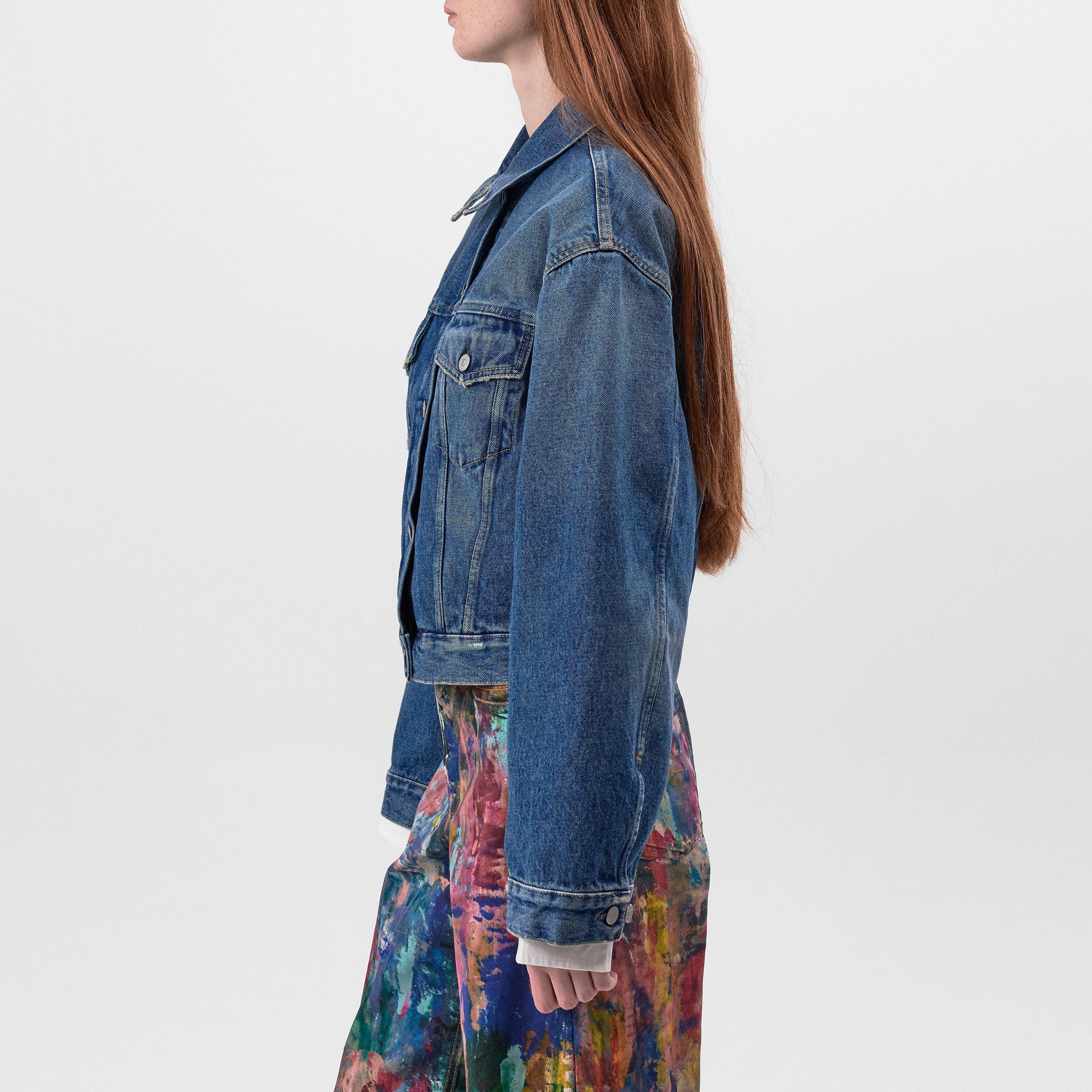 MID BLUE - Acne Studios - Women's Cropped Structured Denim Jacket - 2