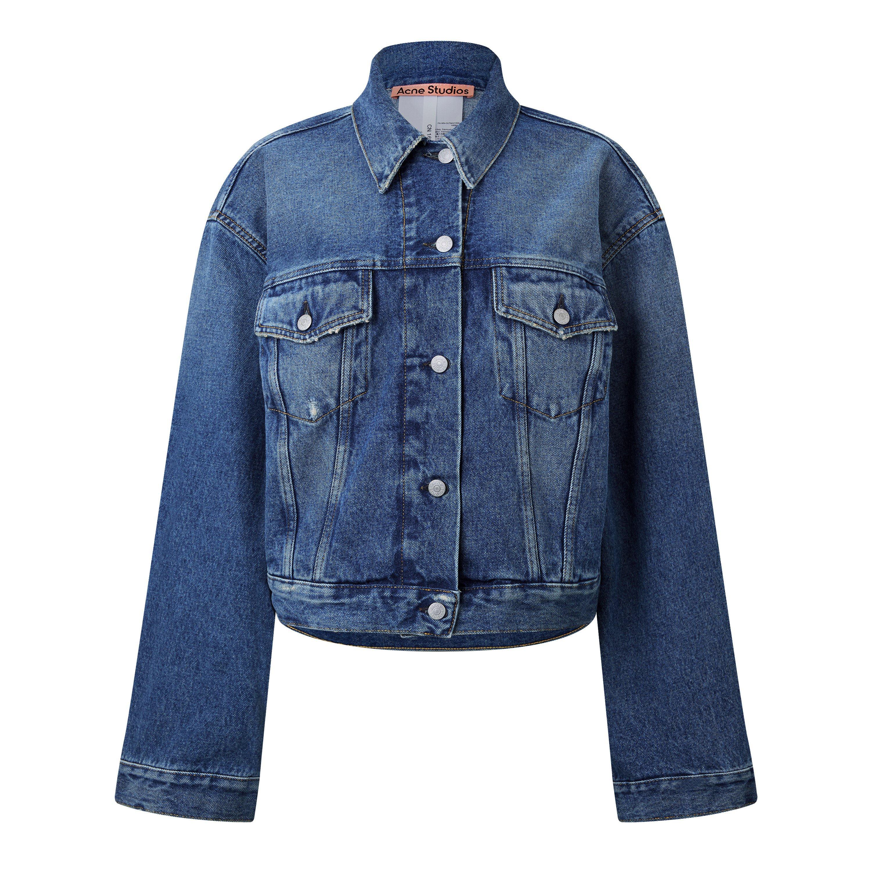 MID BLUE - Acne Studios - Women's Cropped Structured Denim Jacket - 5