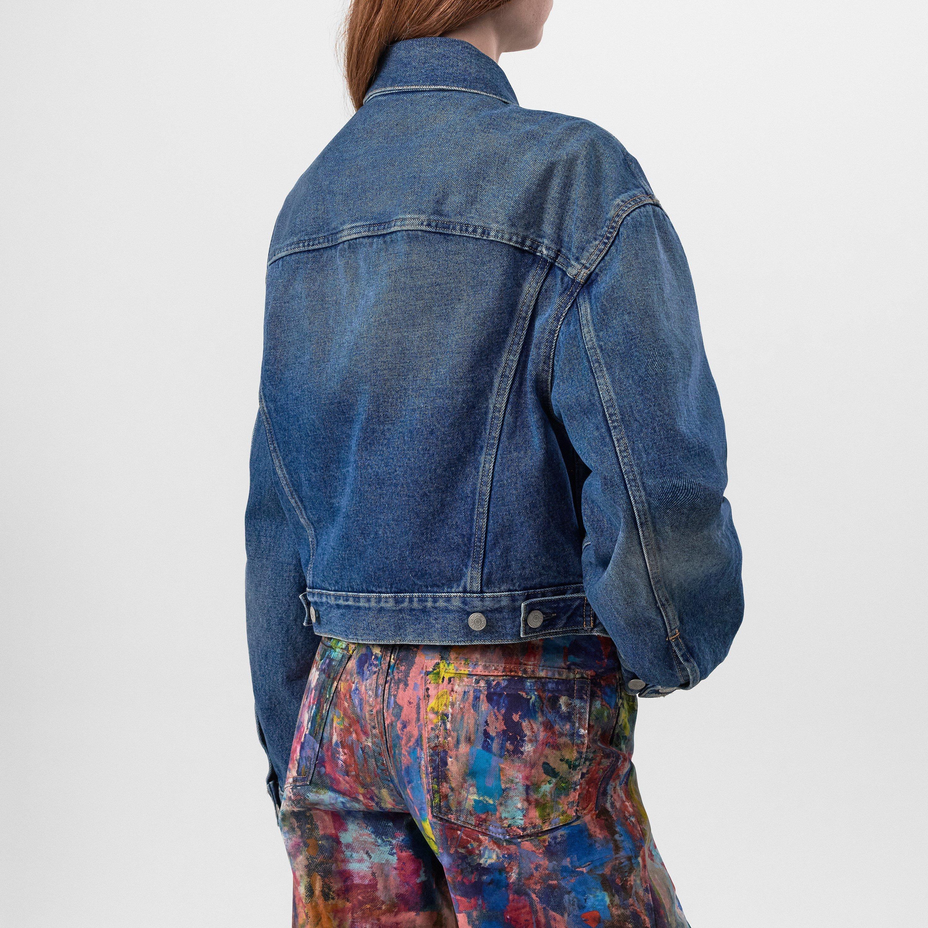 MID BLUE - Acne Studios - Women's Cropped Structured Denim Jacket - 3