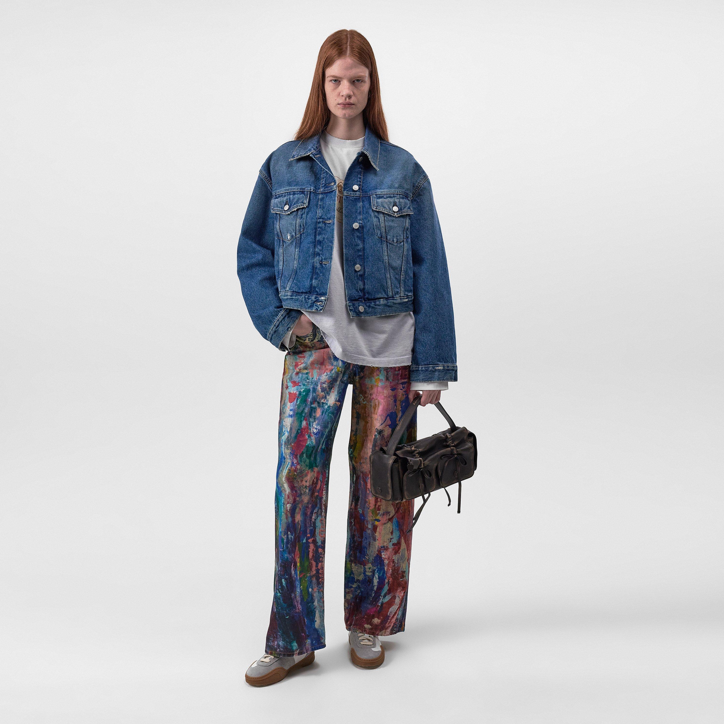 MID BLUE - Acne Studios - Women's Cropped Structured Denim Jacket - 4