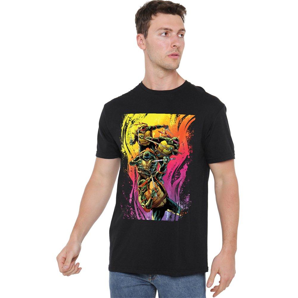 Black - Teenage Mutant Ninja Turtles - Tmnt Hot Rainbow Warriors T Shirt Black - 1