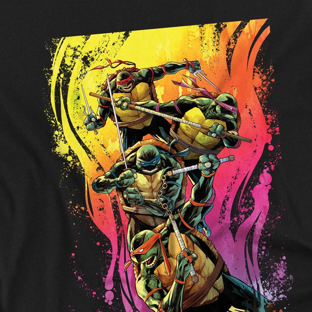Black - Teenage Mutant Ninja Turtles - Tmnt Hot Rainbow Warriors T Shirt Black - 2